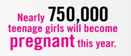 750,000 Pregnancy Teens este año