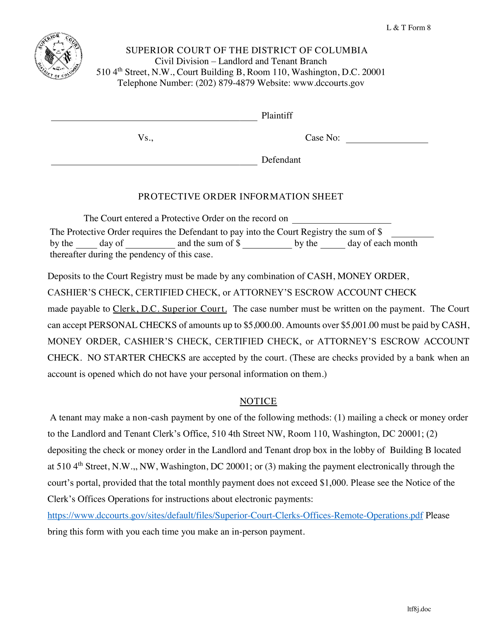 Protective Order Information Sheet thumbnail