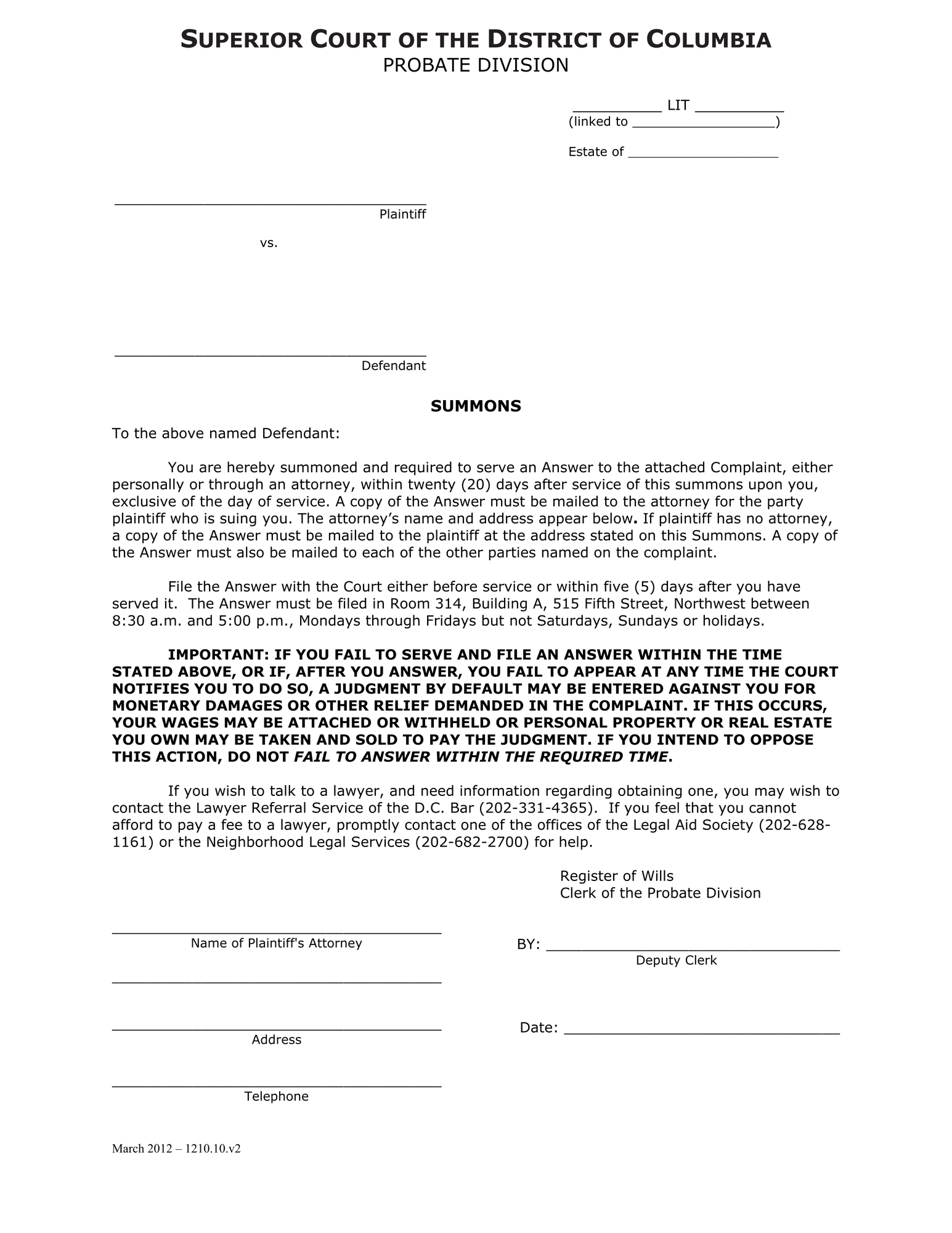 Case Initiation (LIT) - Summons thumbnail