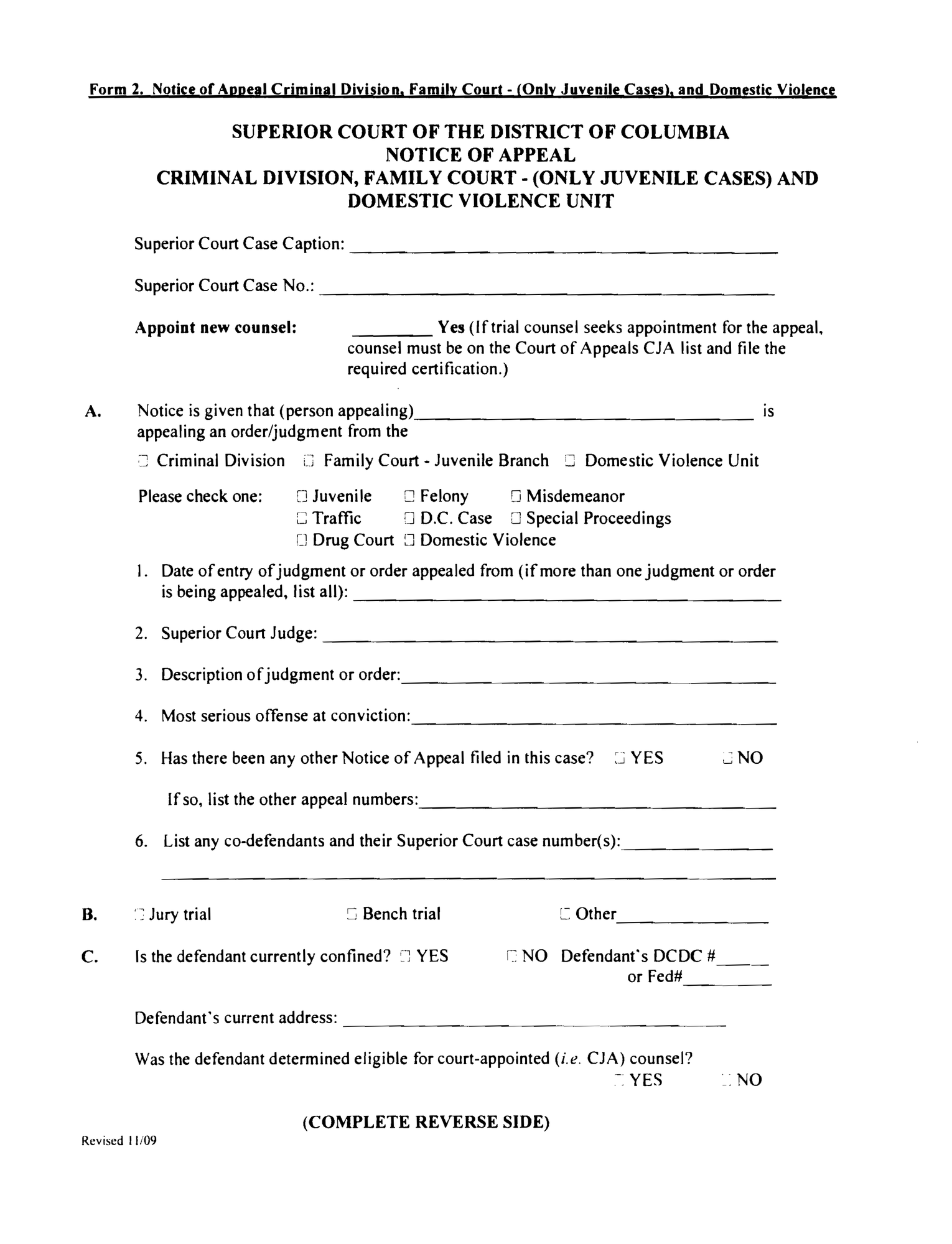 Notice of Appeal (Superior Court) thumbnail