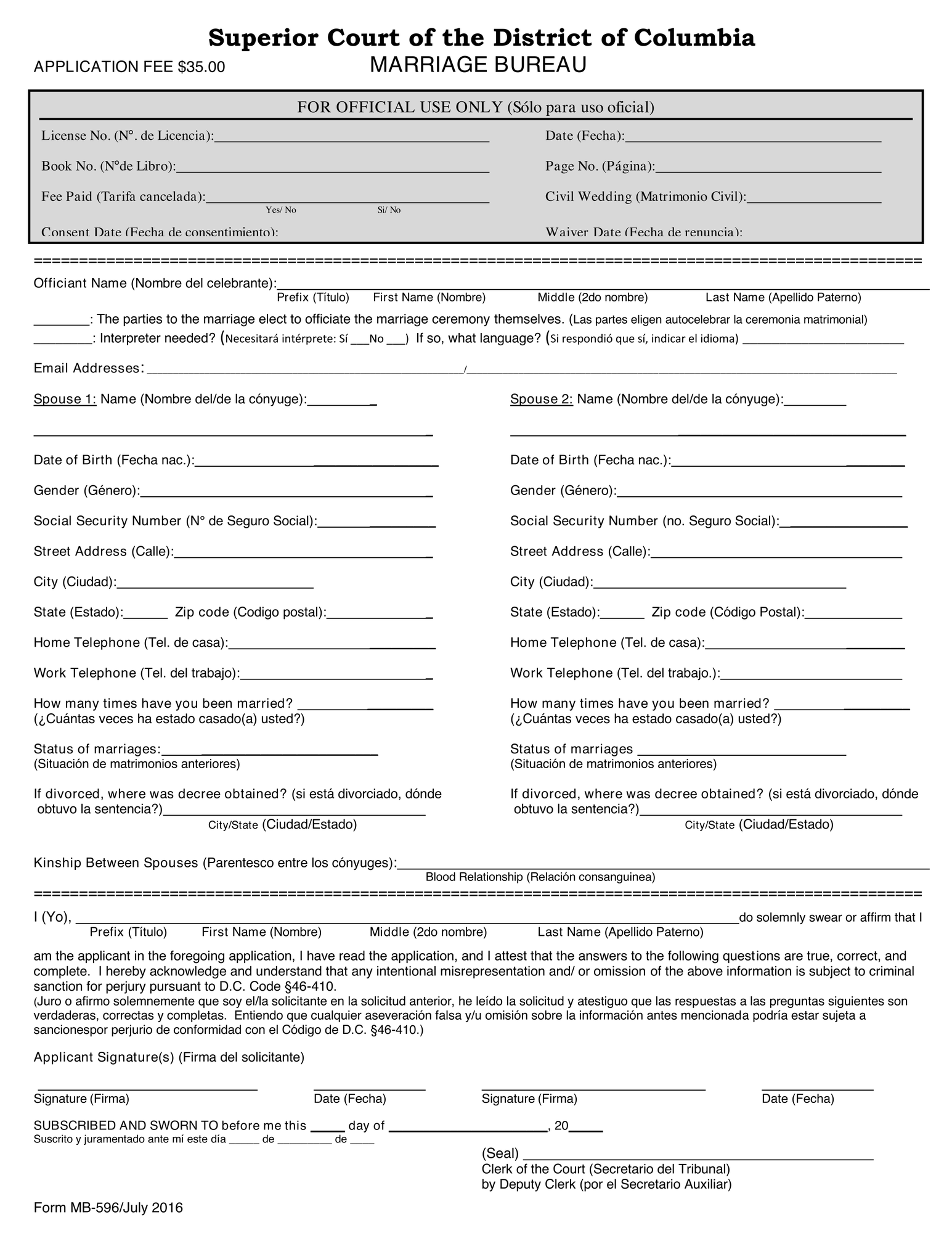 Marriage License Application thumbnail