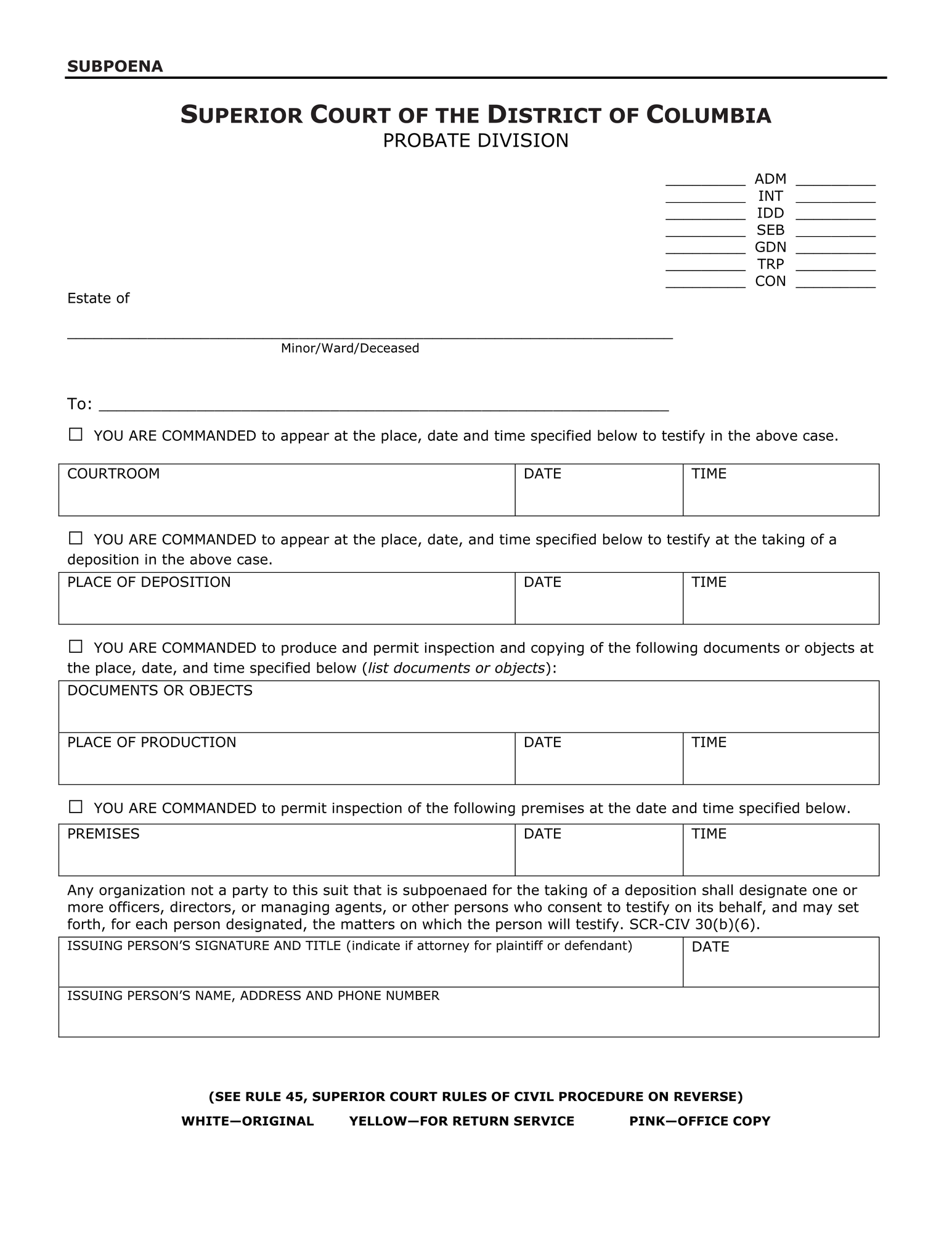 Subpoena (updated November 2009) thumbnail