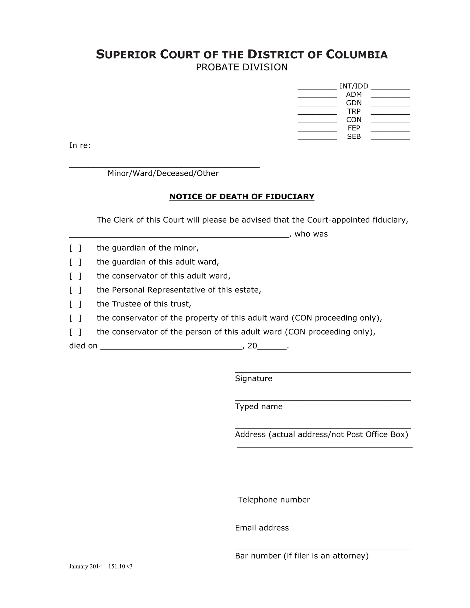 General Forms (TRP) - Notice of Death of Fiduciary thumbnail