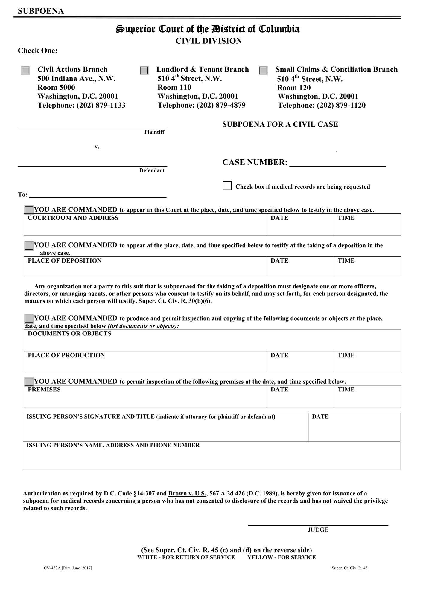 Subpoena Form (for Attorneys) thumbnail