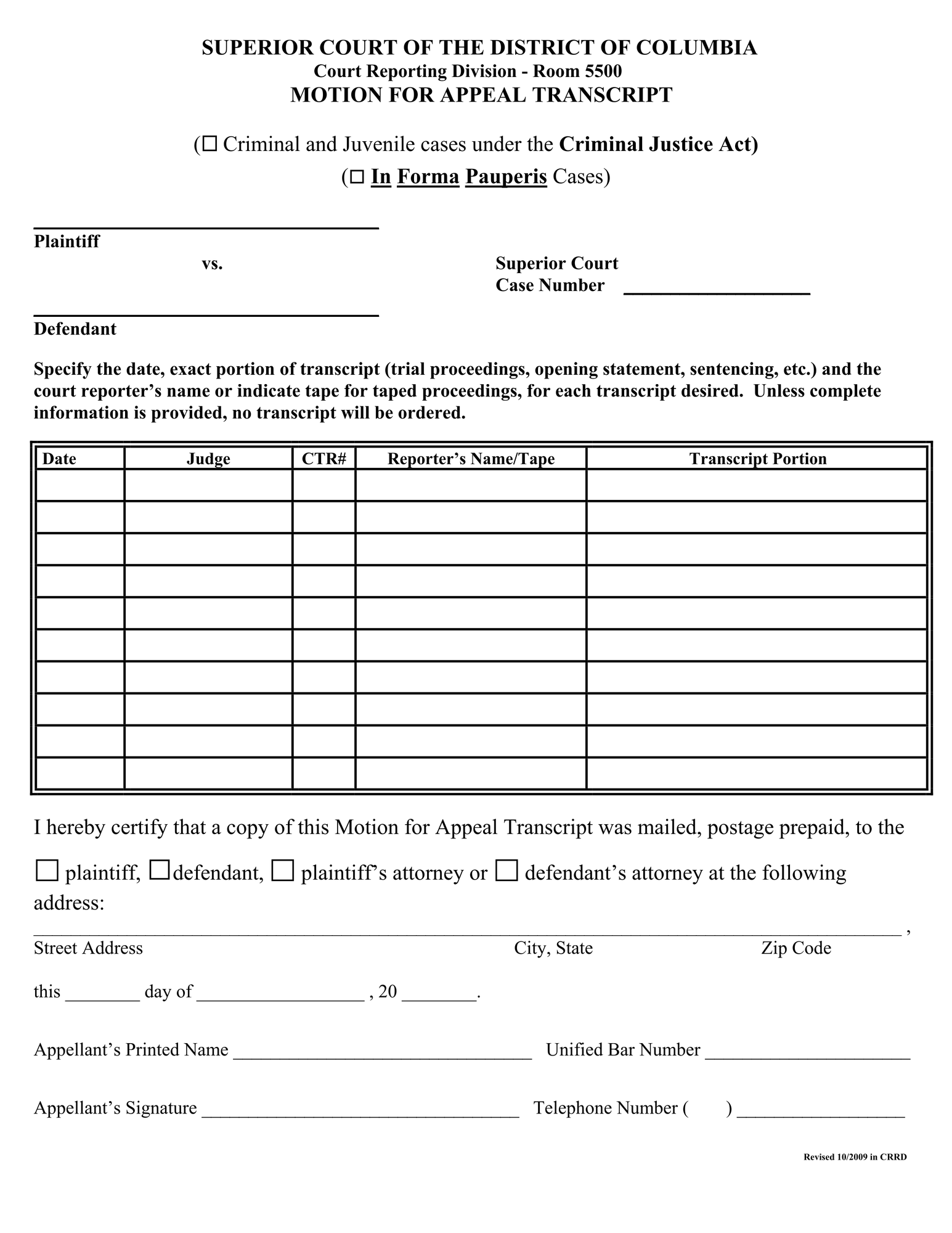 Motion for Transcript thumbnail