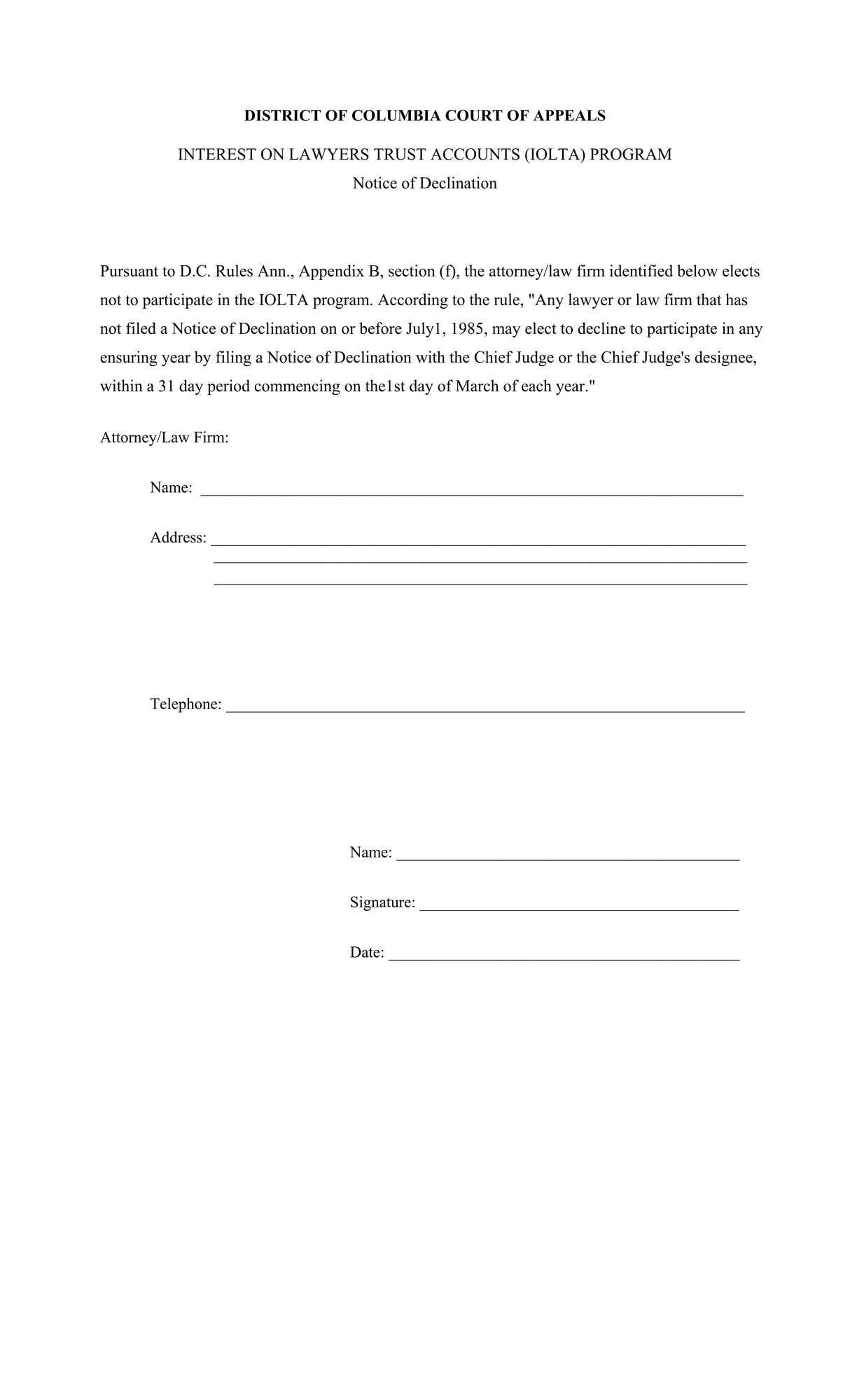 IOLTA Program Notice of Declination thumbnail