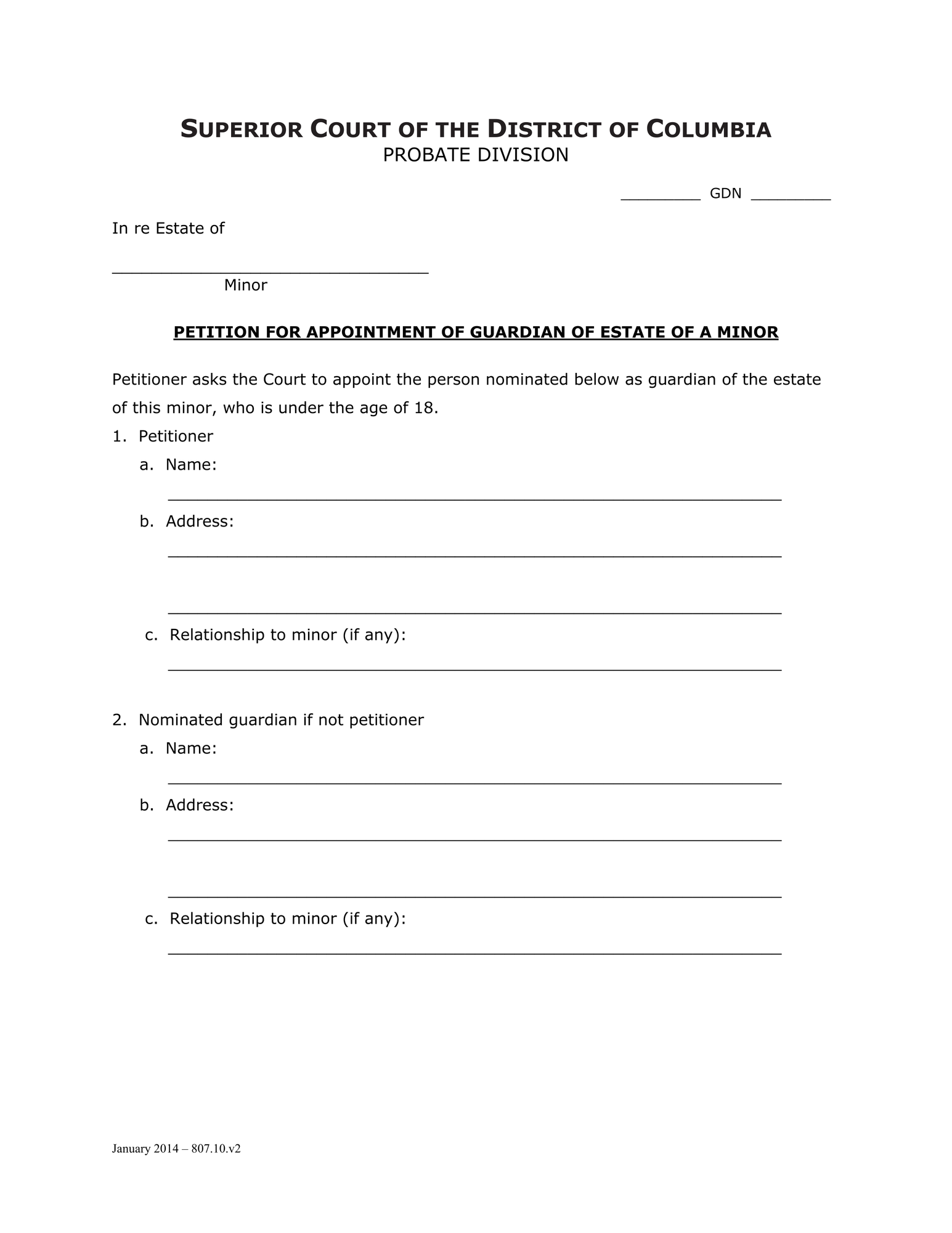 Case Initiation (GDN) - Petition for Appointment of Guardian of Estate of a Minor and Order thumbnail