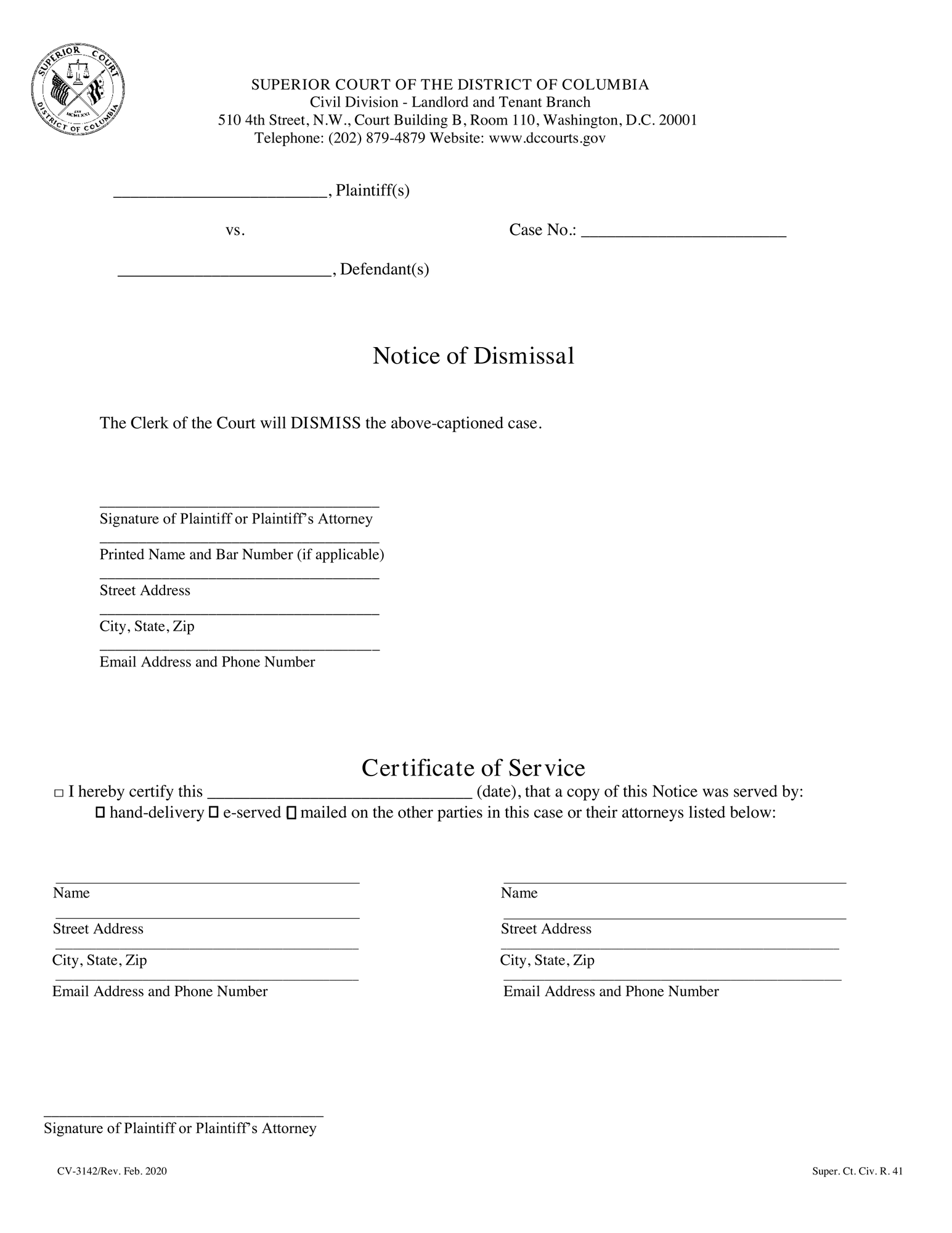 Notice of Dismissal – Landlord and Tenant thumbnail