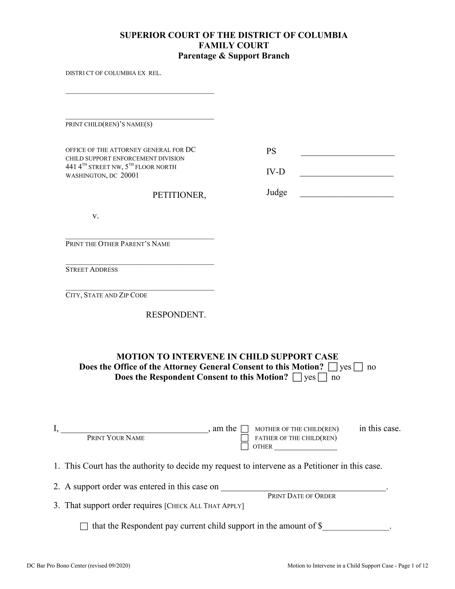 Motion to Intervene in Child Support Case thumbnail