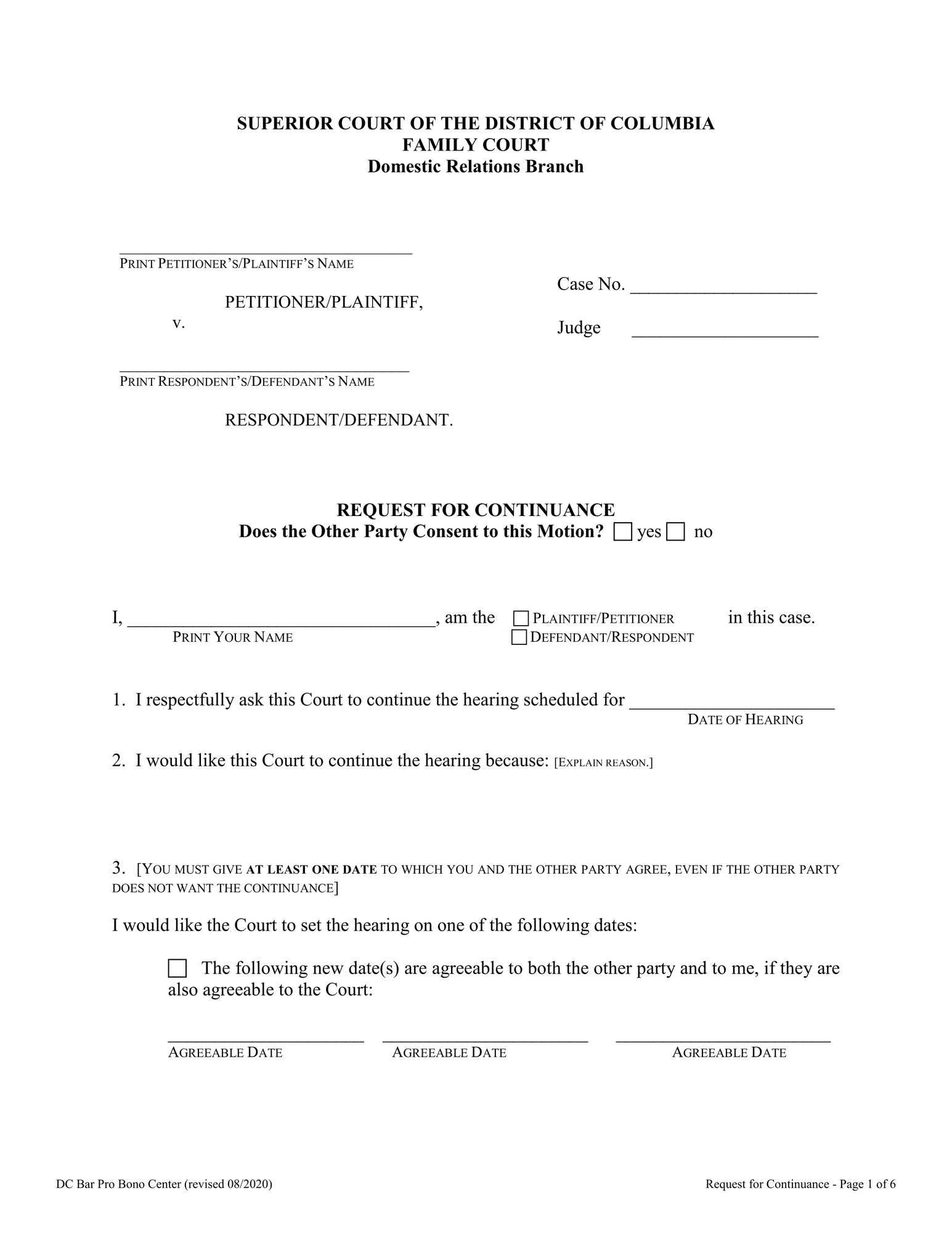 Request for Continuance thumbnail