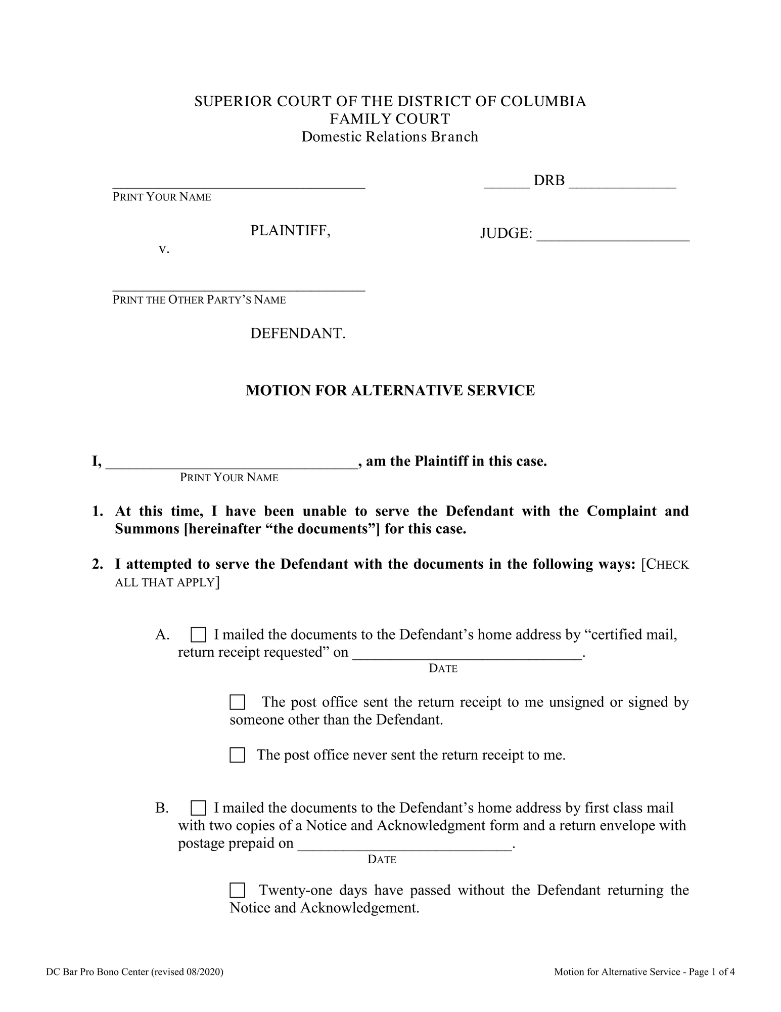 MOTION FOR ALTERNATIVE SERVICE thumbnail