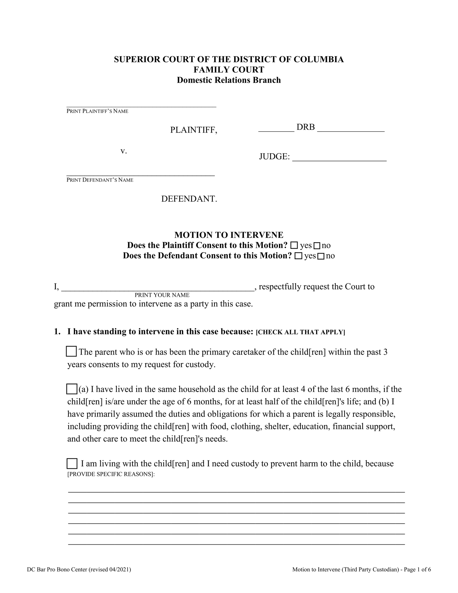 Motion to Intervene In Custody Case thumbnail