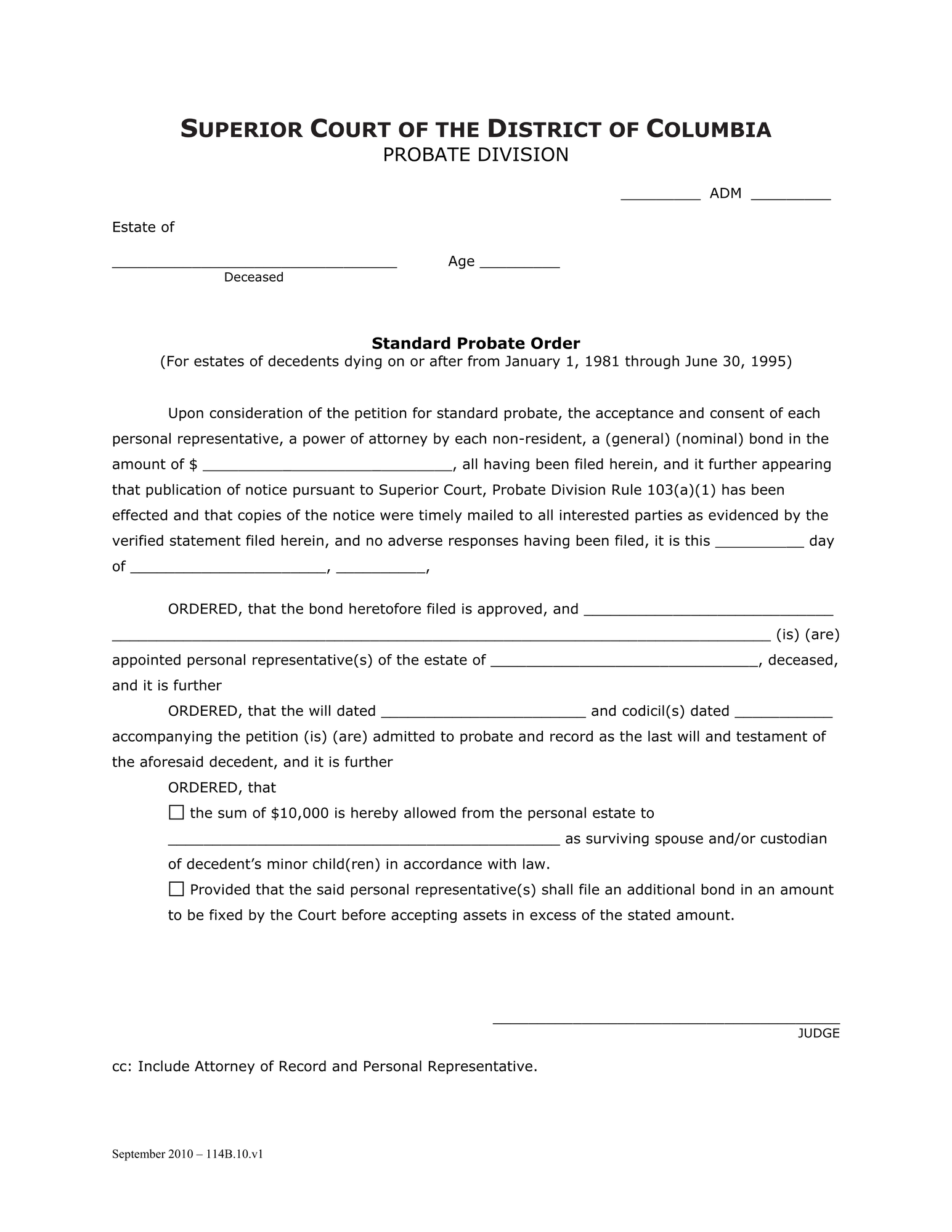 Standard Probate Order thumbnail