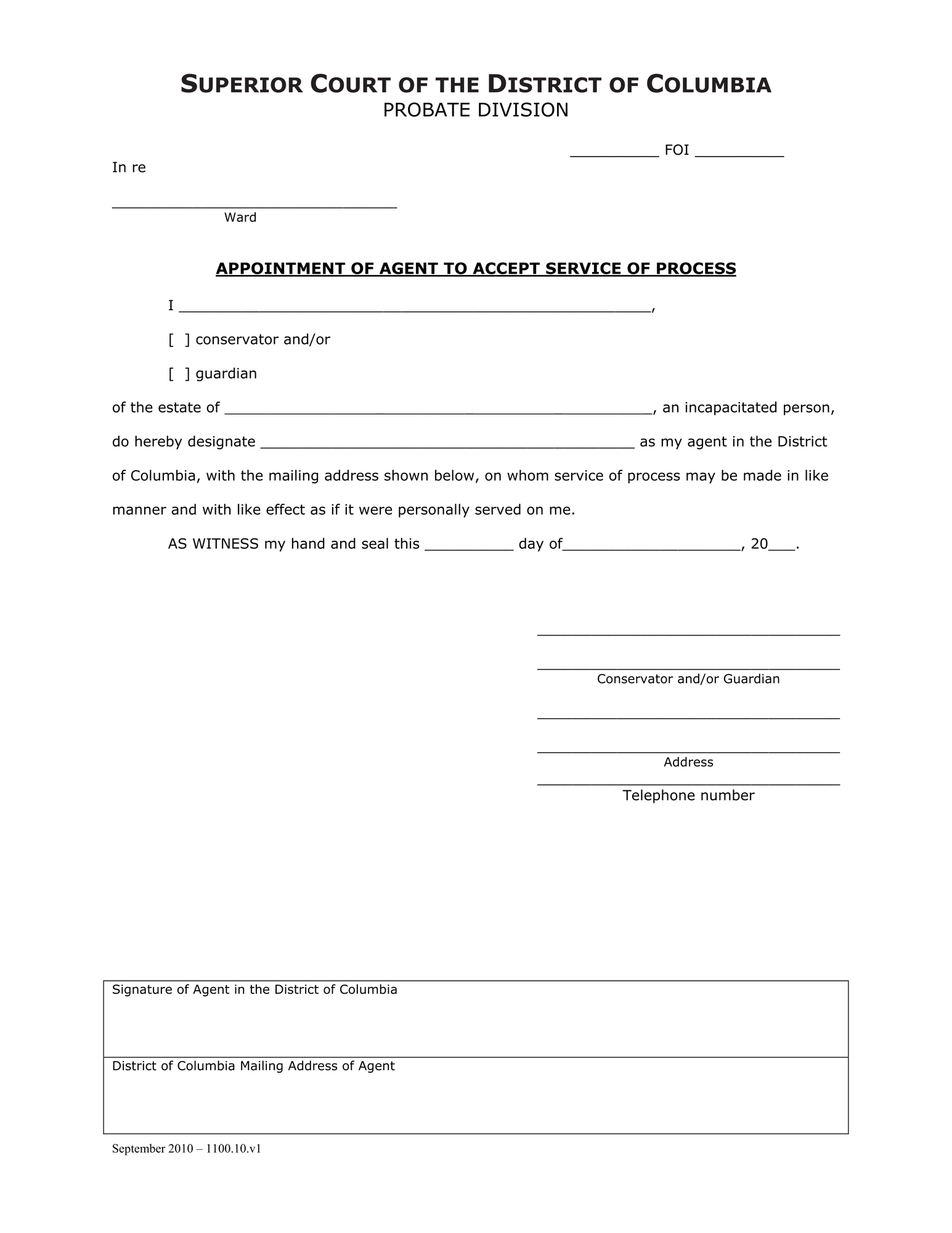 Case Initiation (FOI) - Appointment of Agent to Accept Service of Process thumbnail