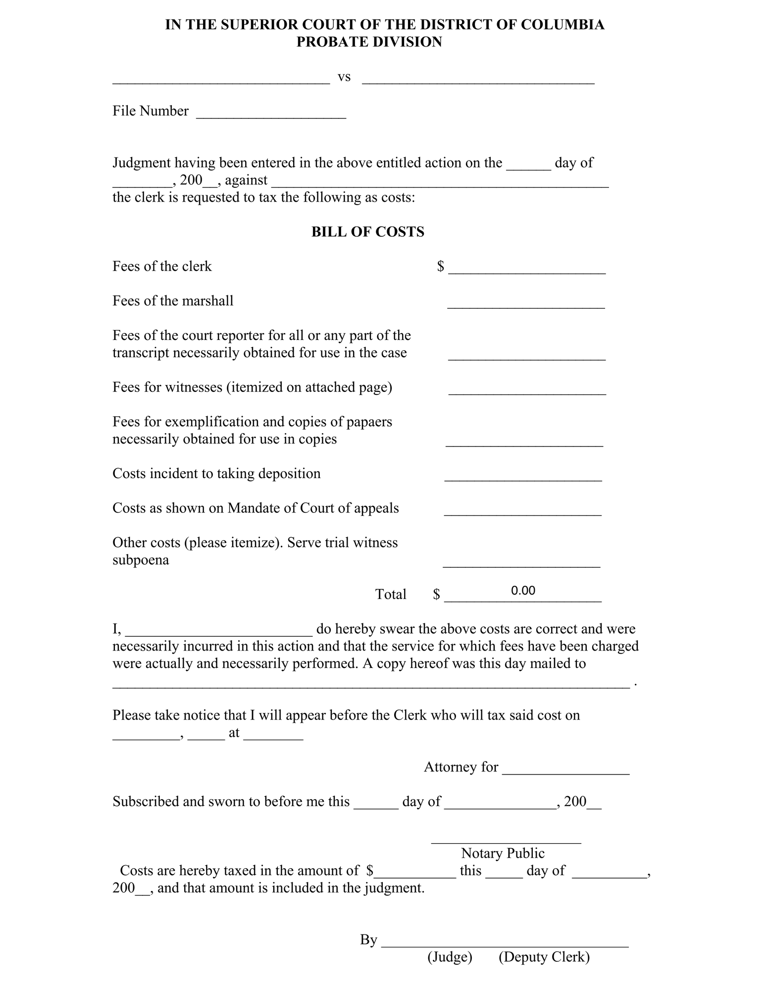 Case Initiation (LIT) - Bill of Costs thumbnail