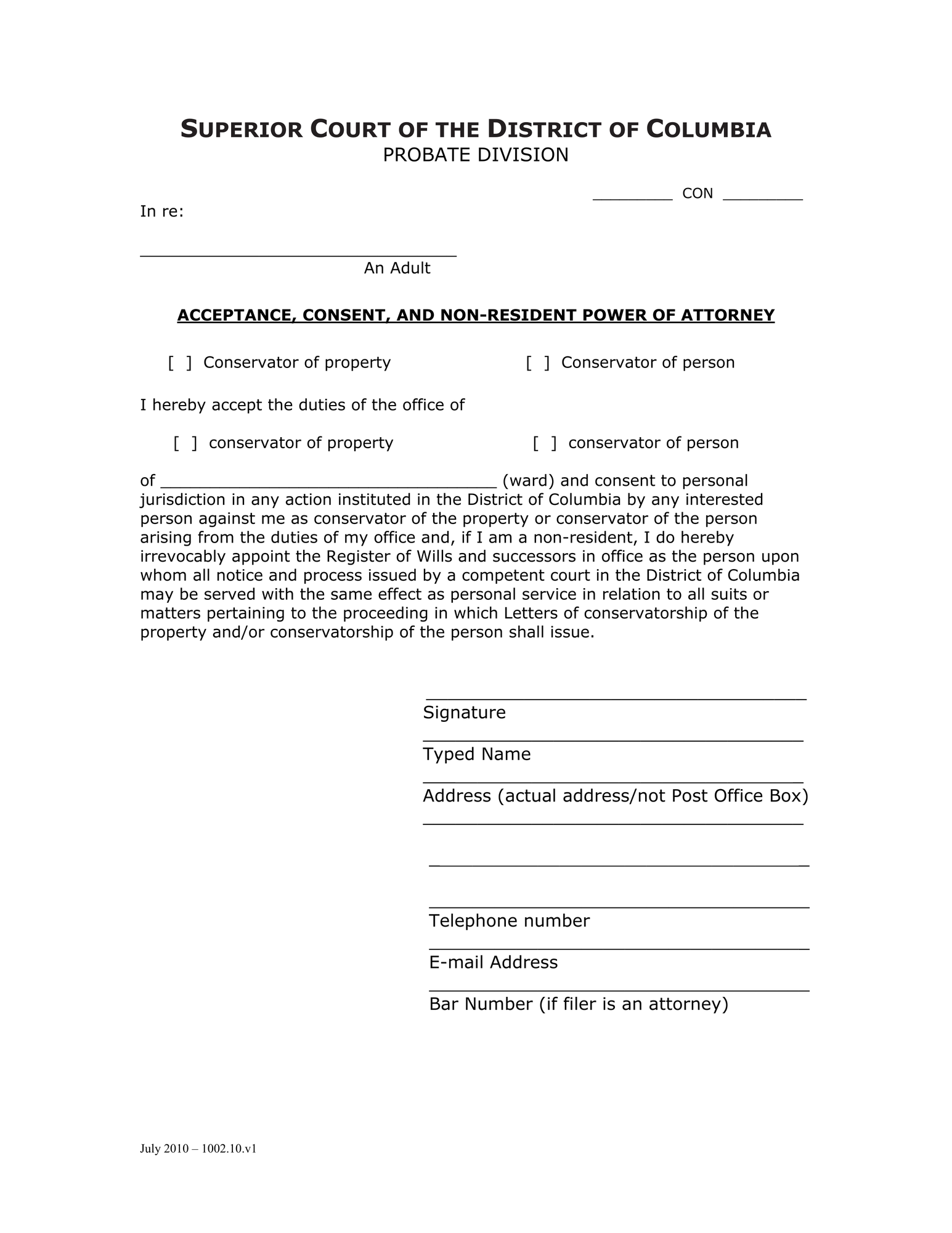 Case Initiation (CON) - Acceptance, Consent, and Non-Resident Power of Attorney thumbnail