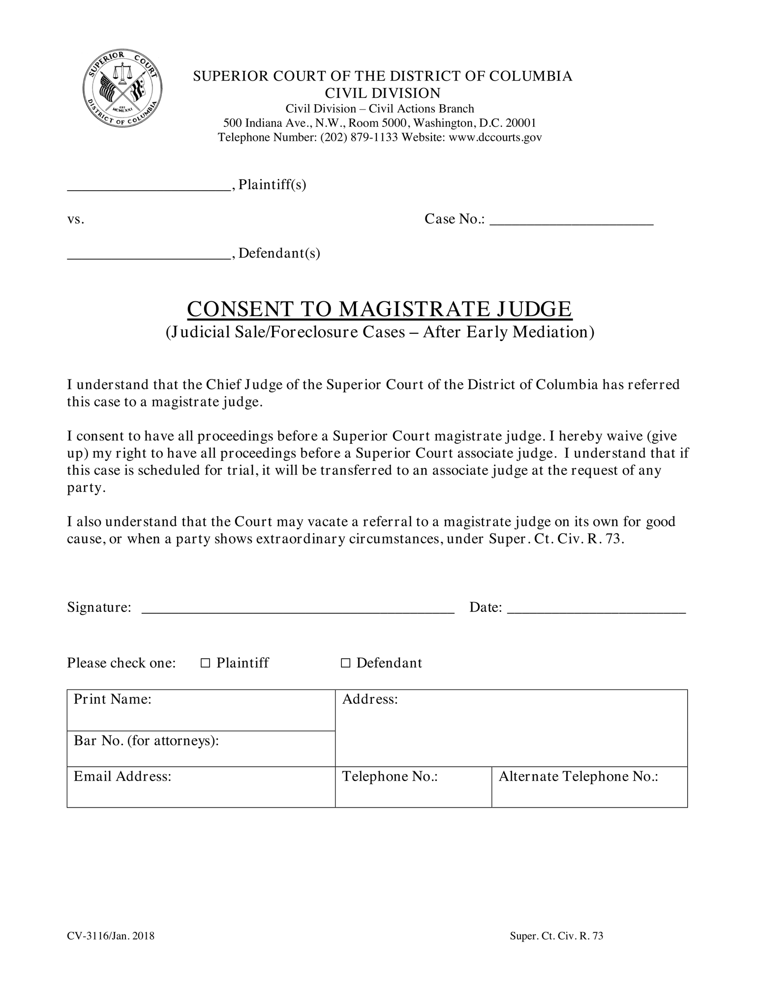 Consent to Magistrate Judge after Early Mediation Foreclosure thumbnail