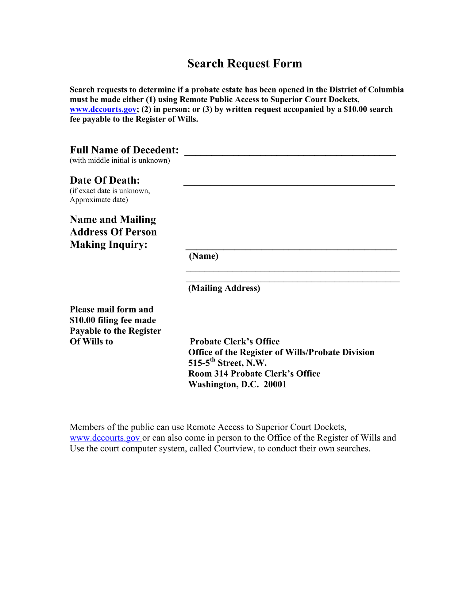 Case Information - Search Request Form thumbnail