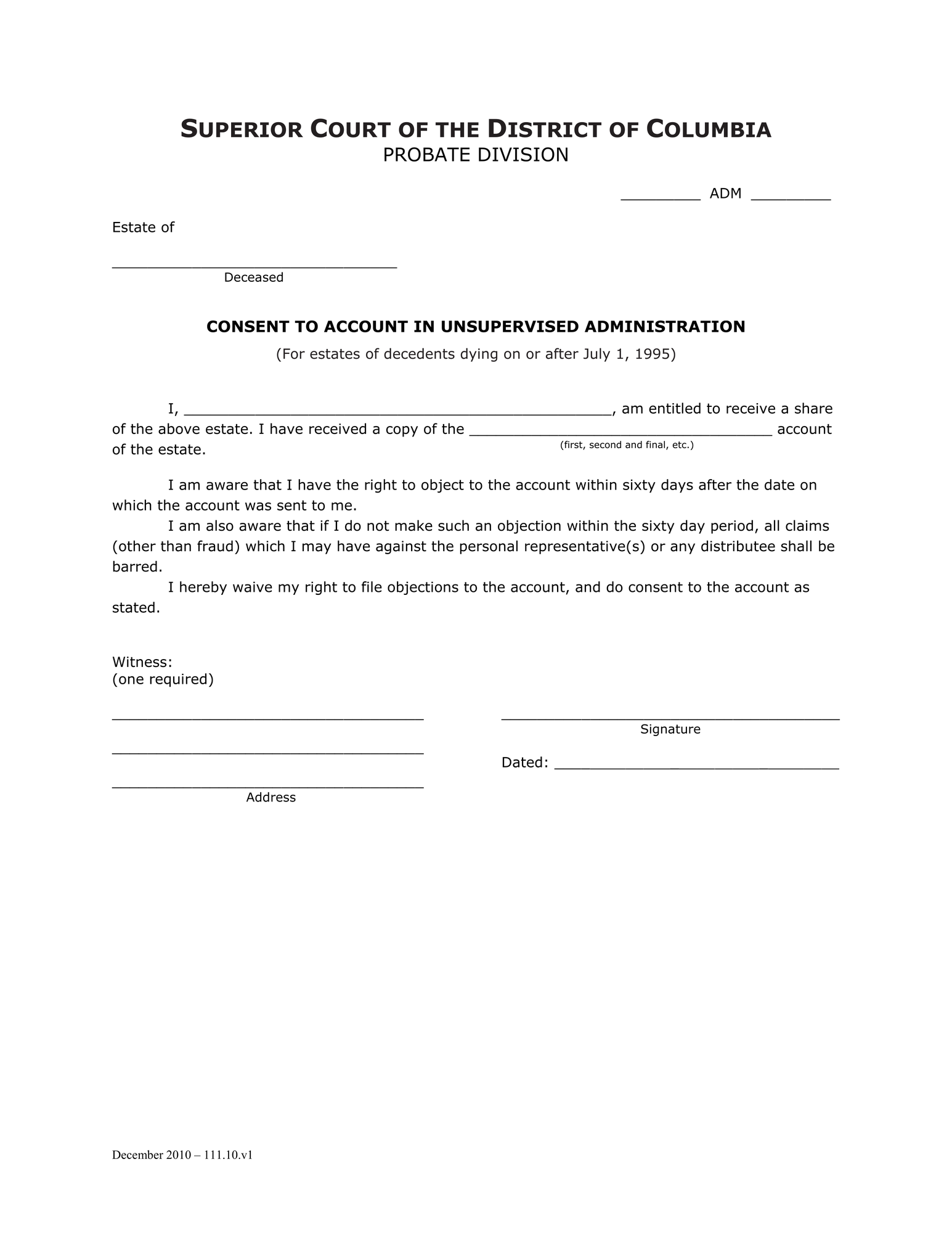 Inventory and Accounting Forms (ADM) - Consent to Account thumbnail