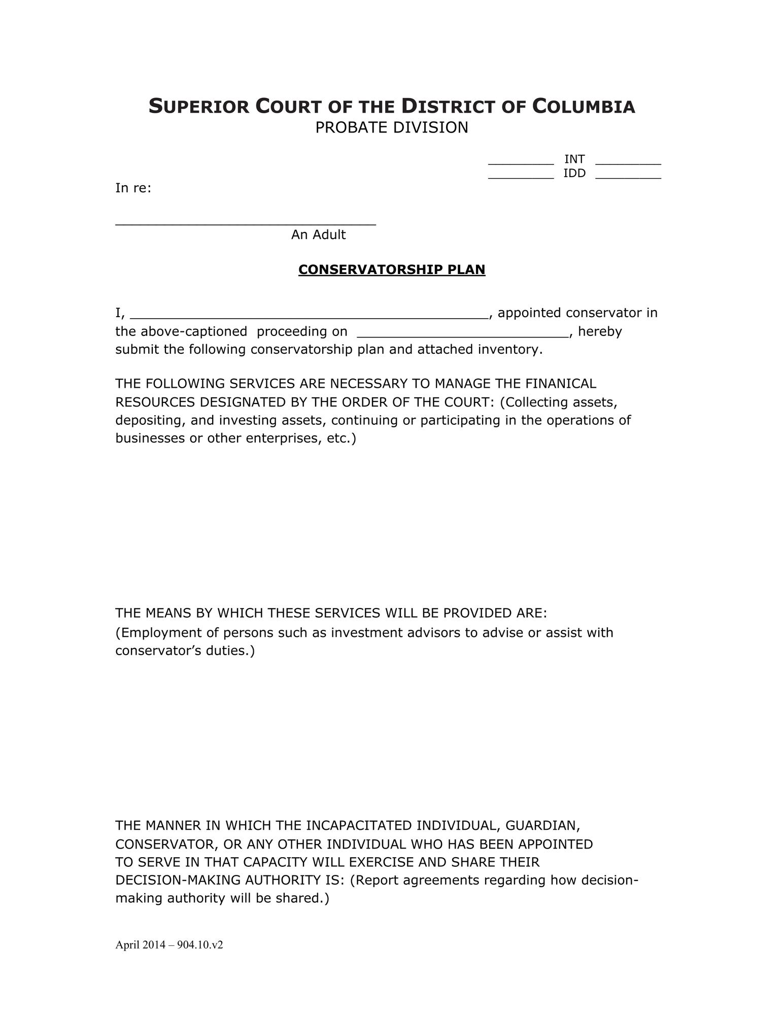 Inventory and Accounting Form (INT) - Conservatorship Plan thumbnail