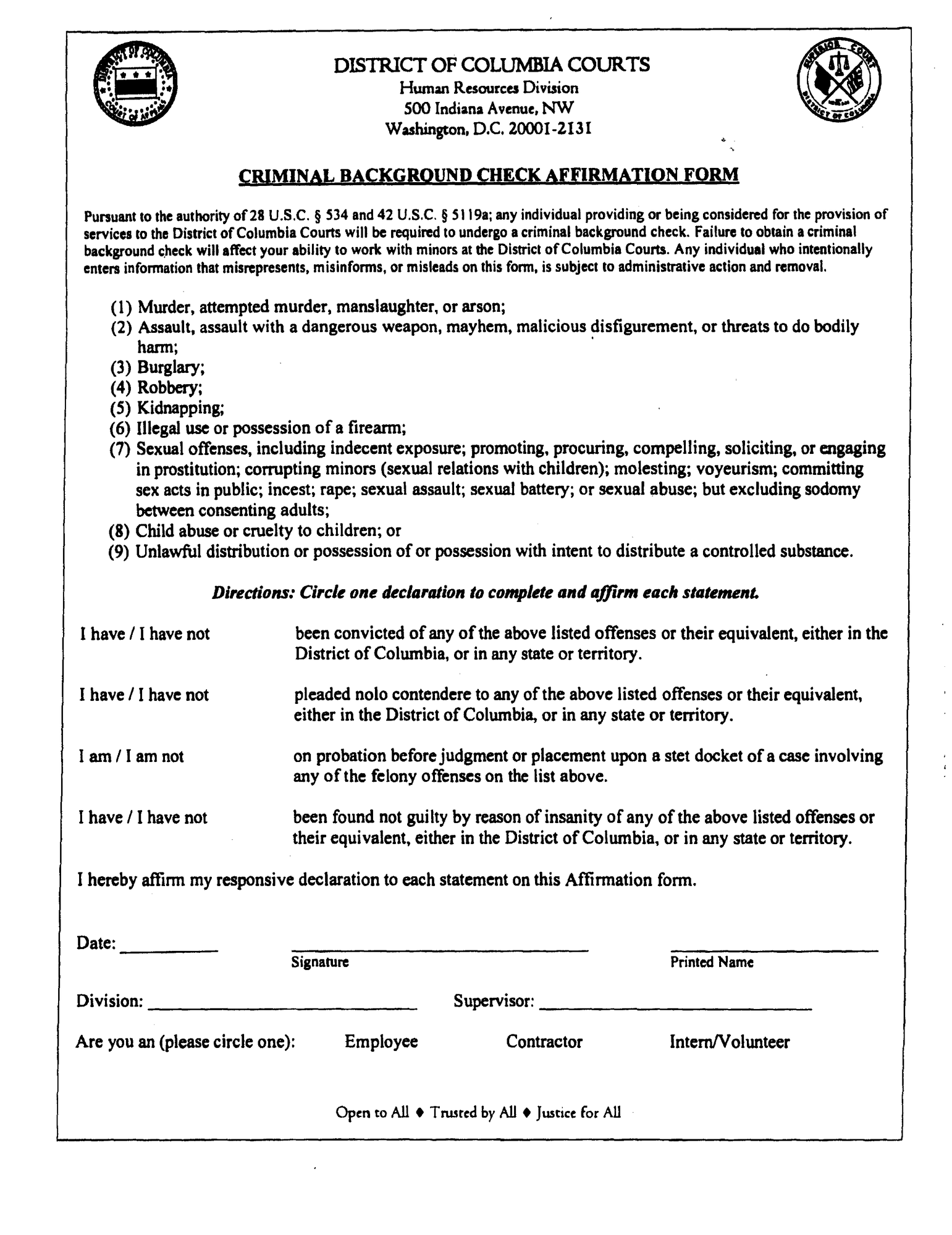 Criminal Background Check Affirmation Form thumbnail