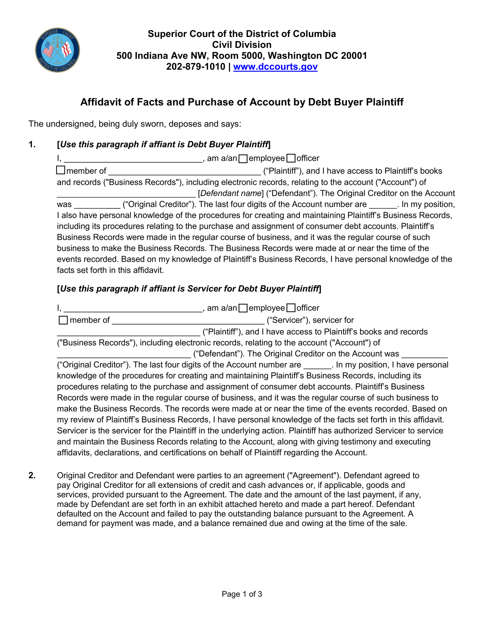 Debt Buyer Affidavit thumbnail