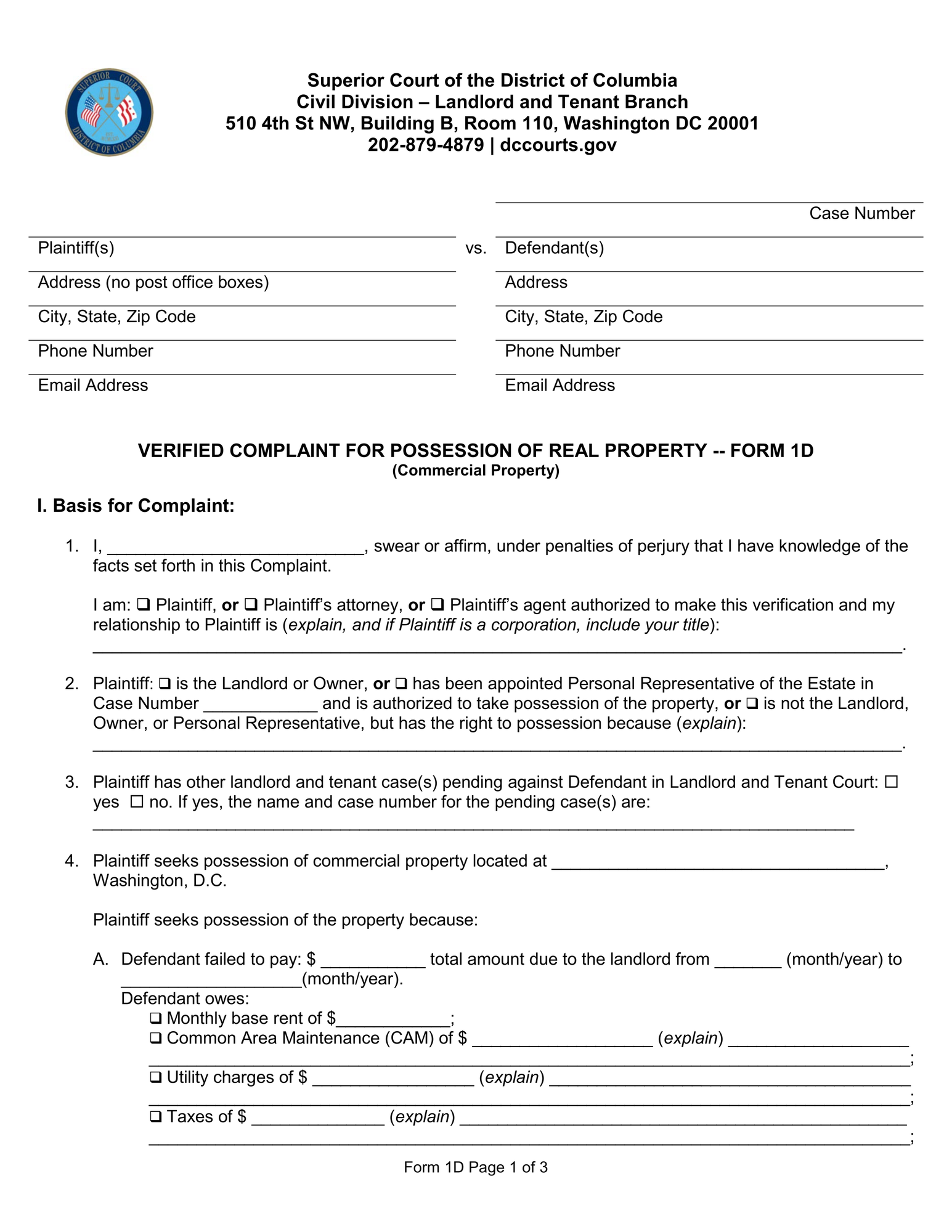 Form 1D - Commercial Property thumbnail