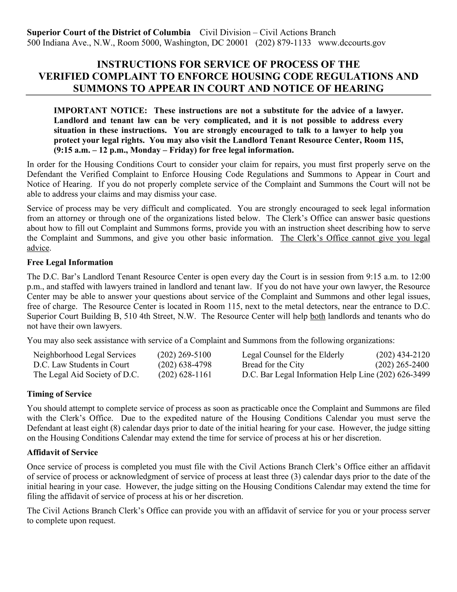 Housing Code - Service of Housing CodeComplaint and Summons thumbnail