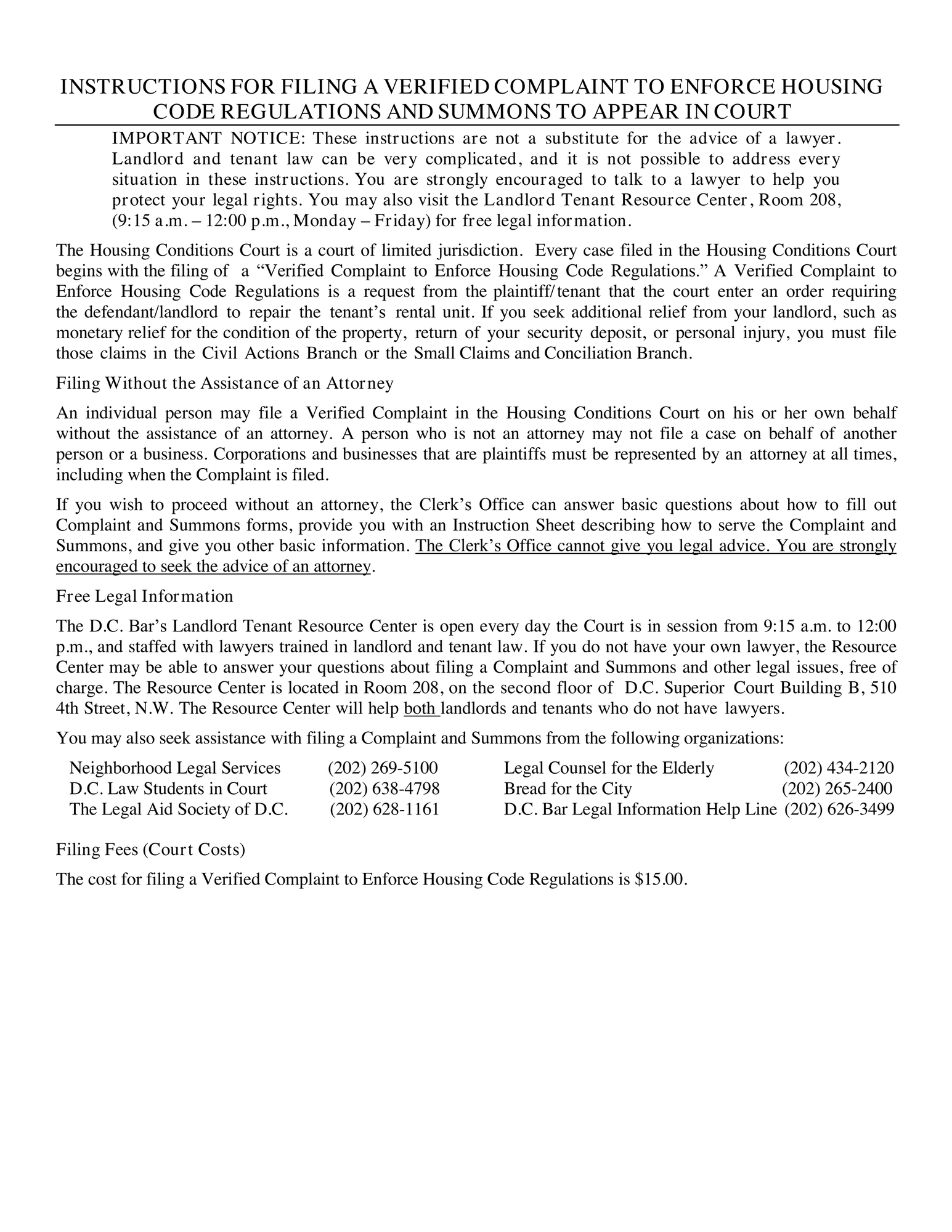 Housing Code - Instruction Sheet for Housing Code Complaint thumbnail