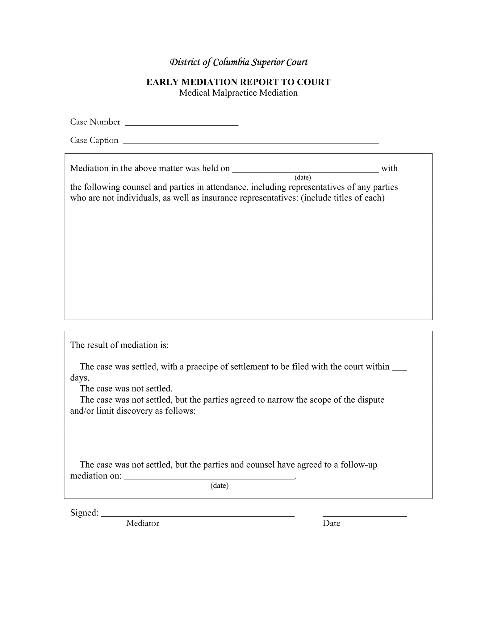 Medical Malpractice: Early Mediation Report to the Court thumbnail