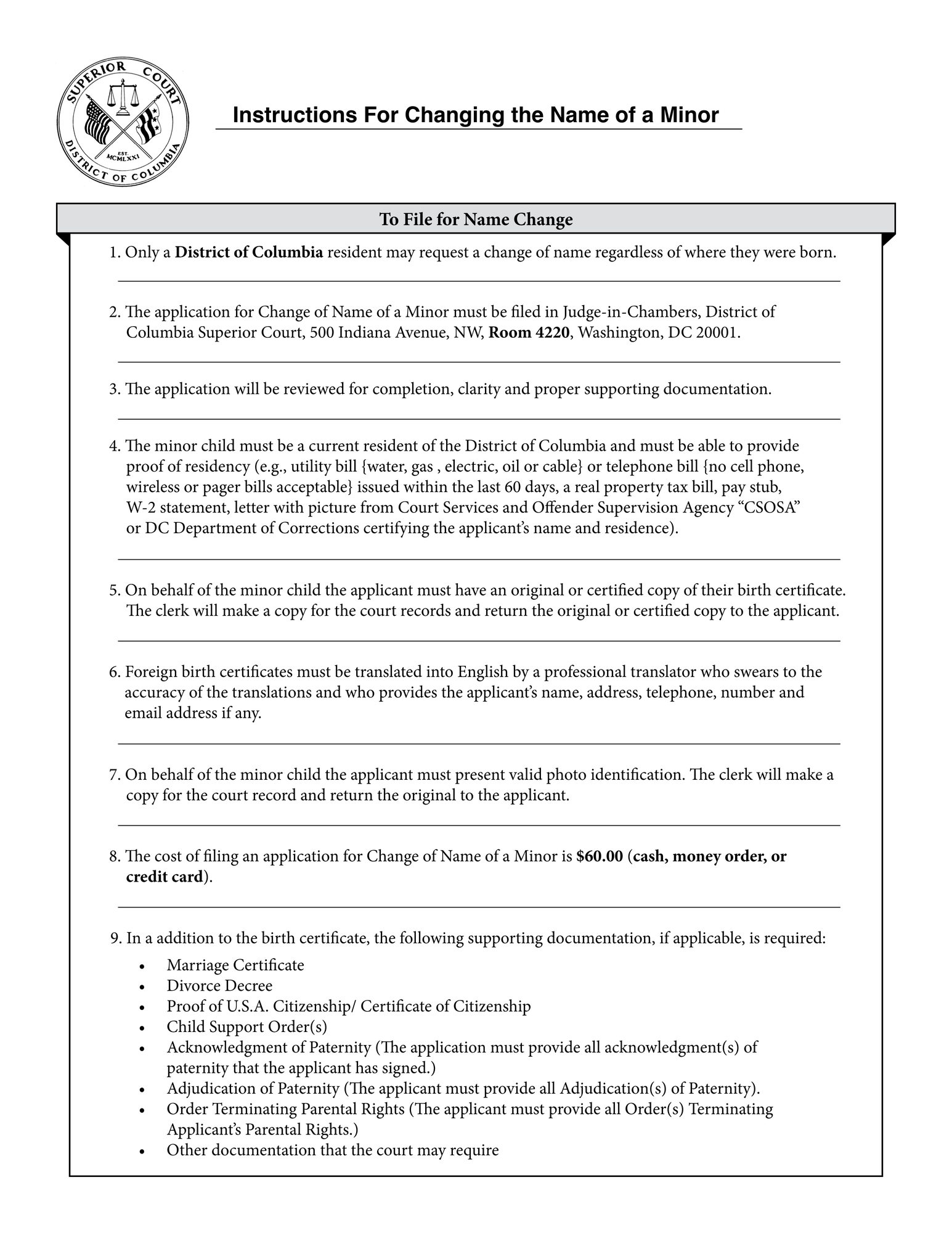 Application for Change of Name of a Minor thumbnail