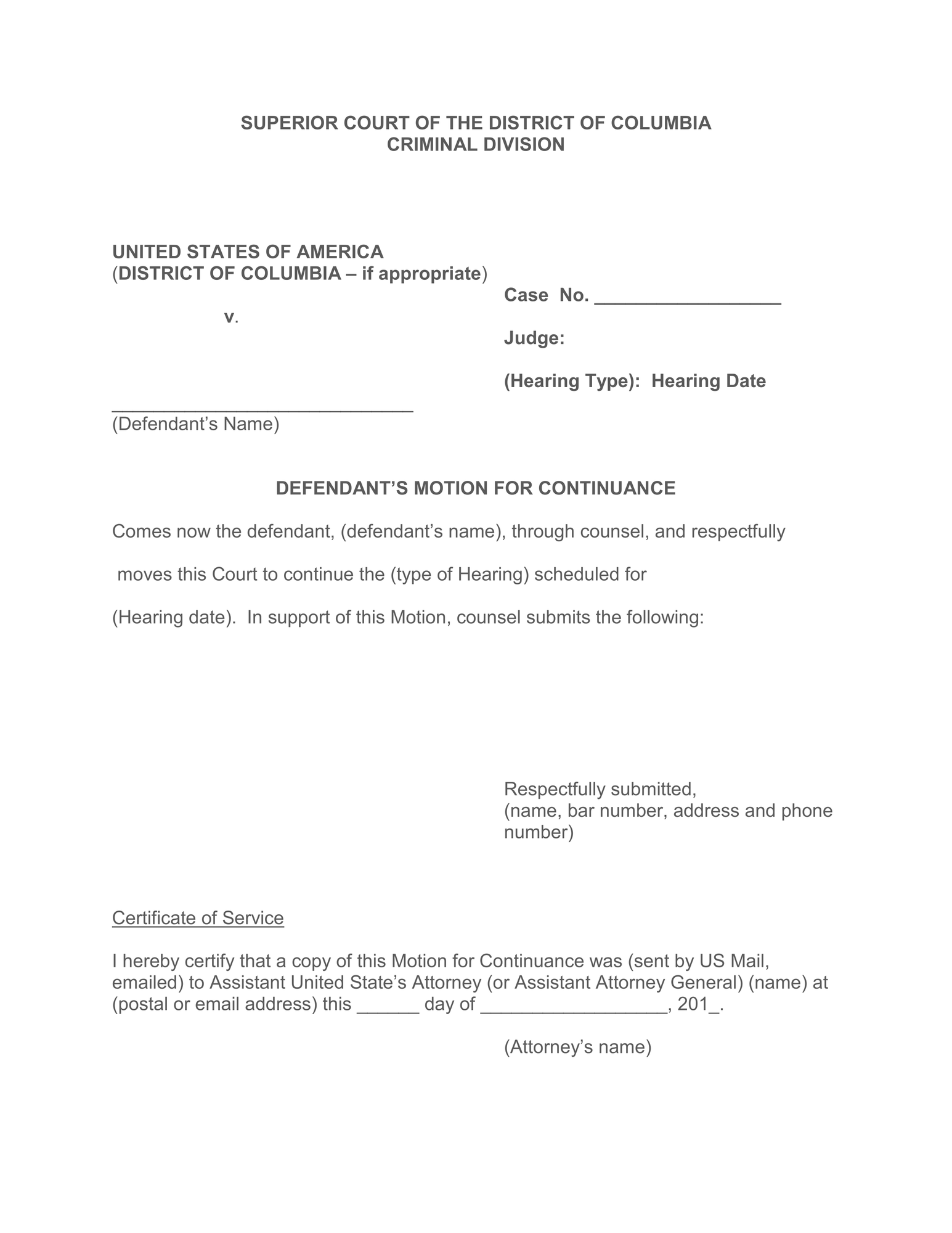 Motion for Continuance Form thumbnail