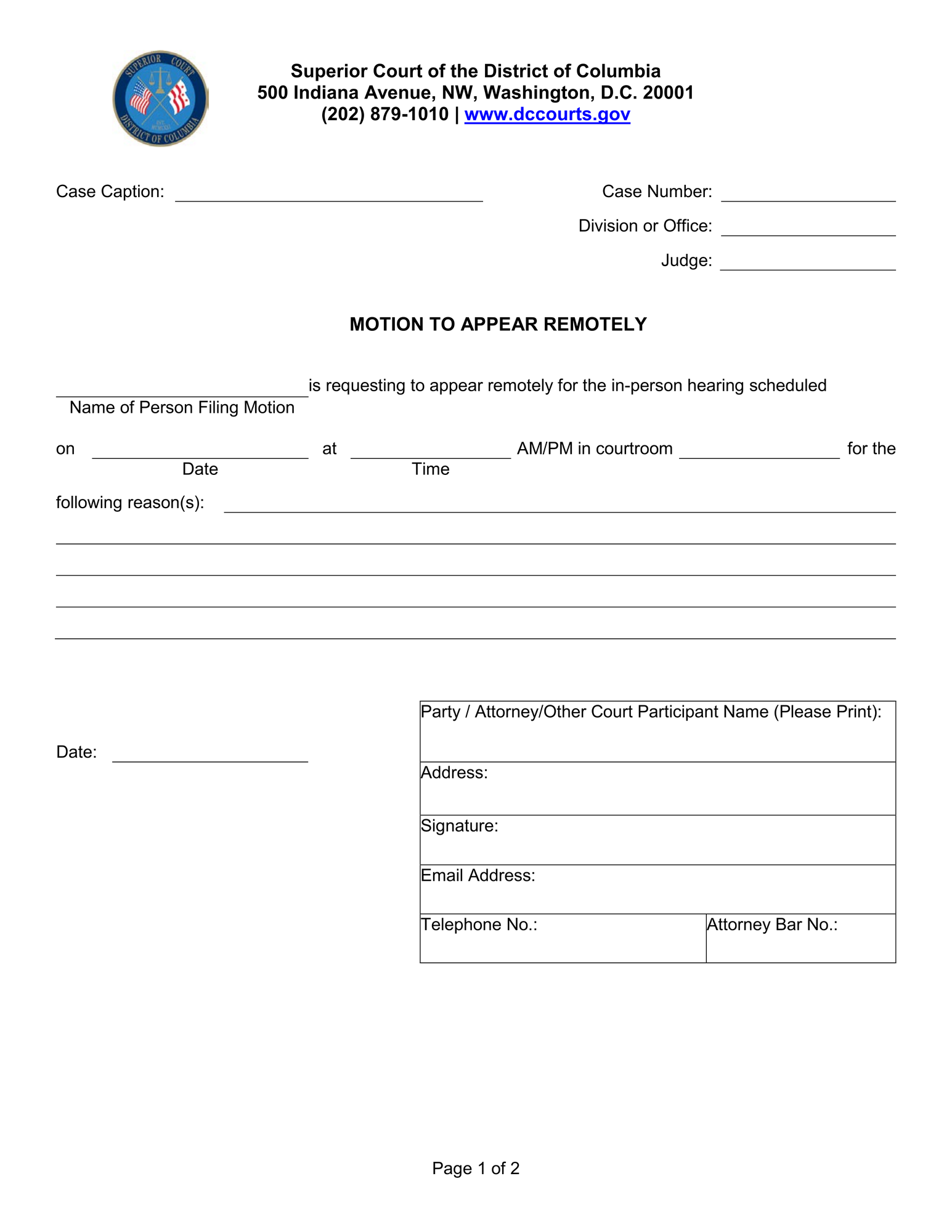 MOTION TO APPEAR REMOTELY thumbnail