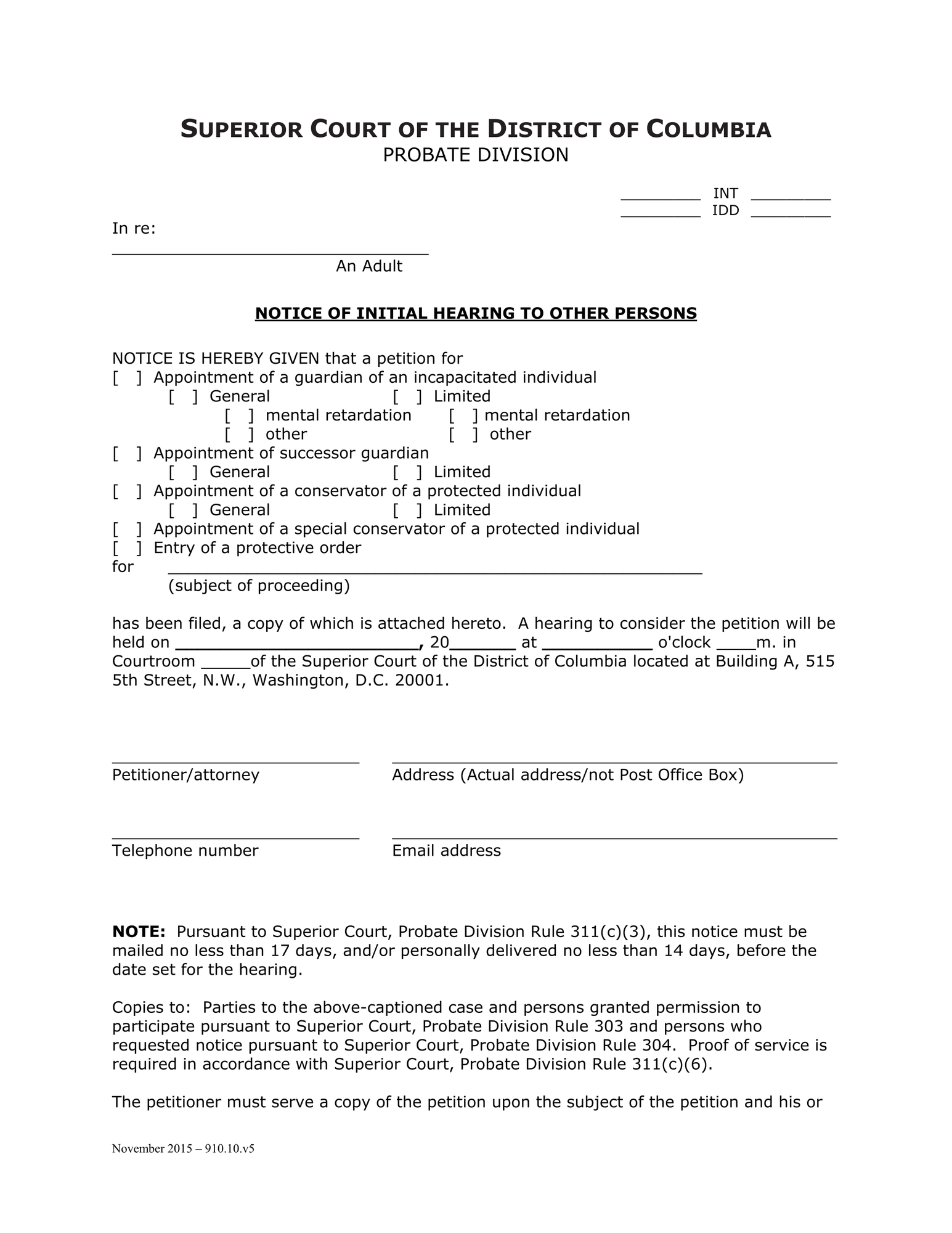 Case Initiation (INT) - Notice of Initial Hearing to Other Persons thumbnail