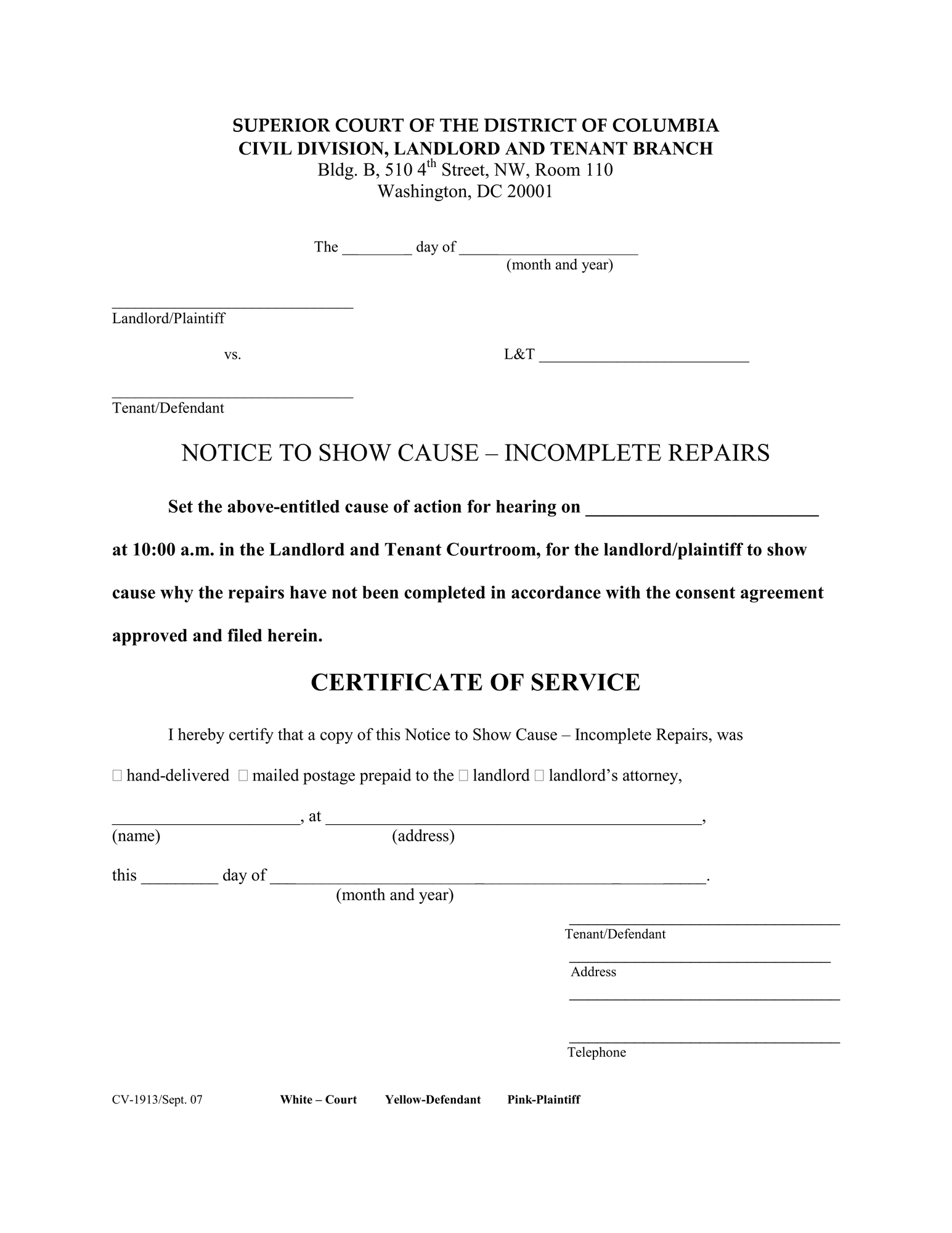 Notice to Show Cause - Incomplete Repairs thumbnail