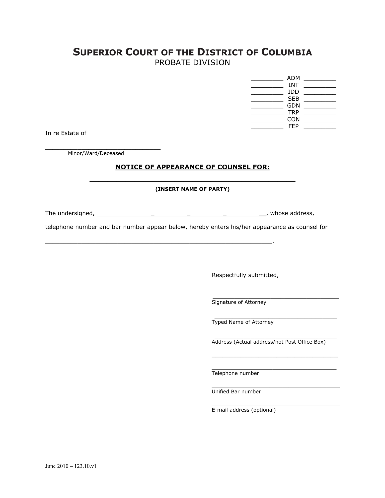 Notice of Appearance of Counsel thumbnail