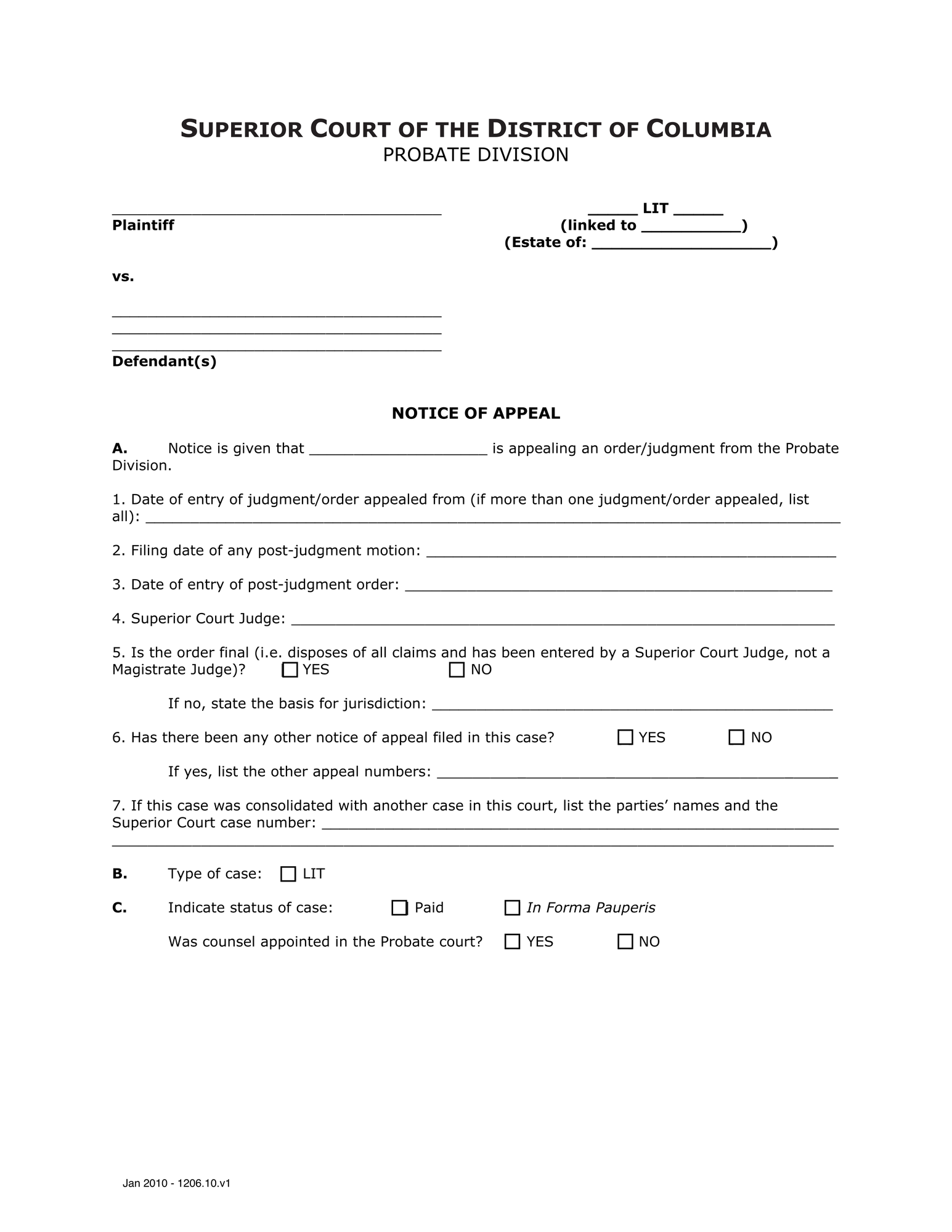 General Forms (LIT) - Notice of Appeal thumbnail