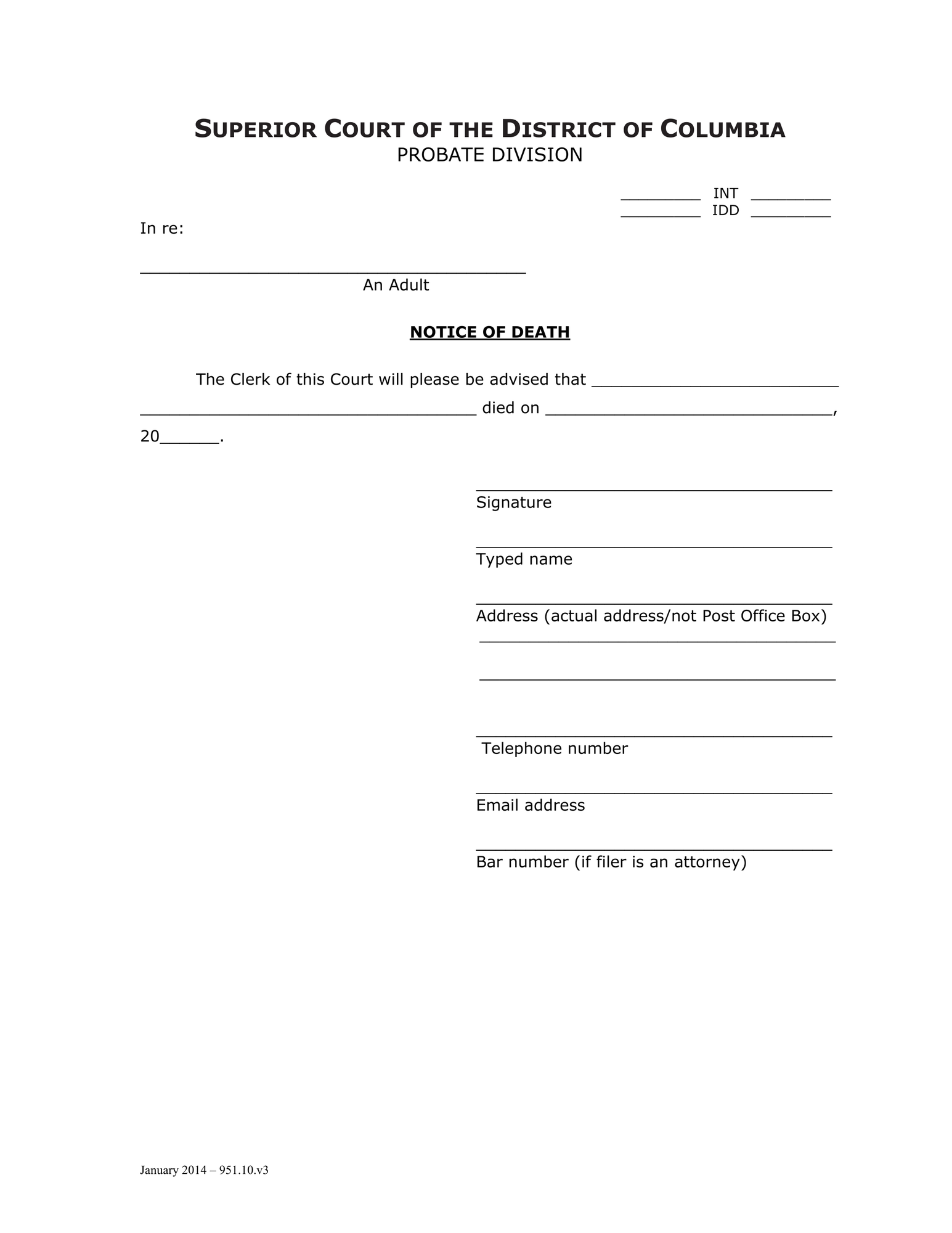 Termination (INT) – Notice of Death thumbnail