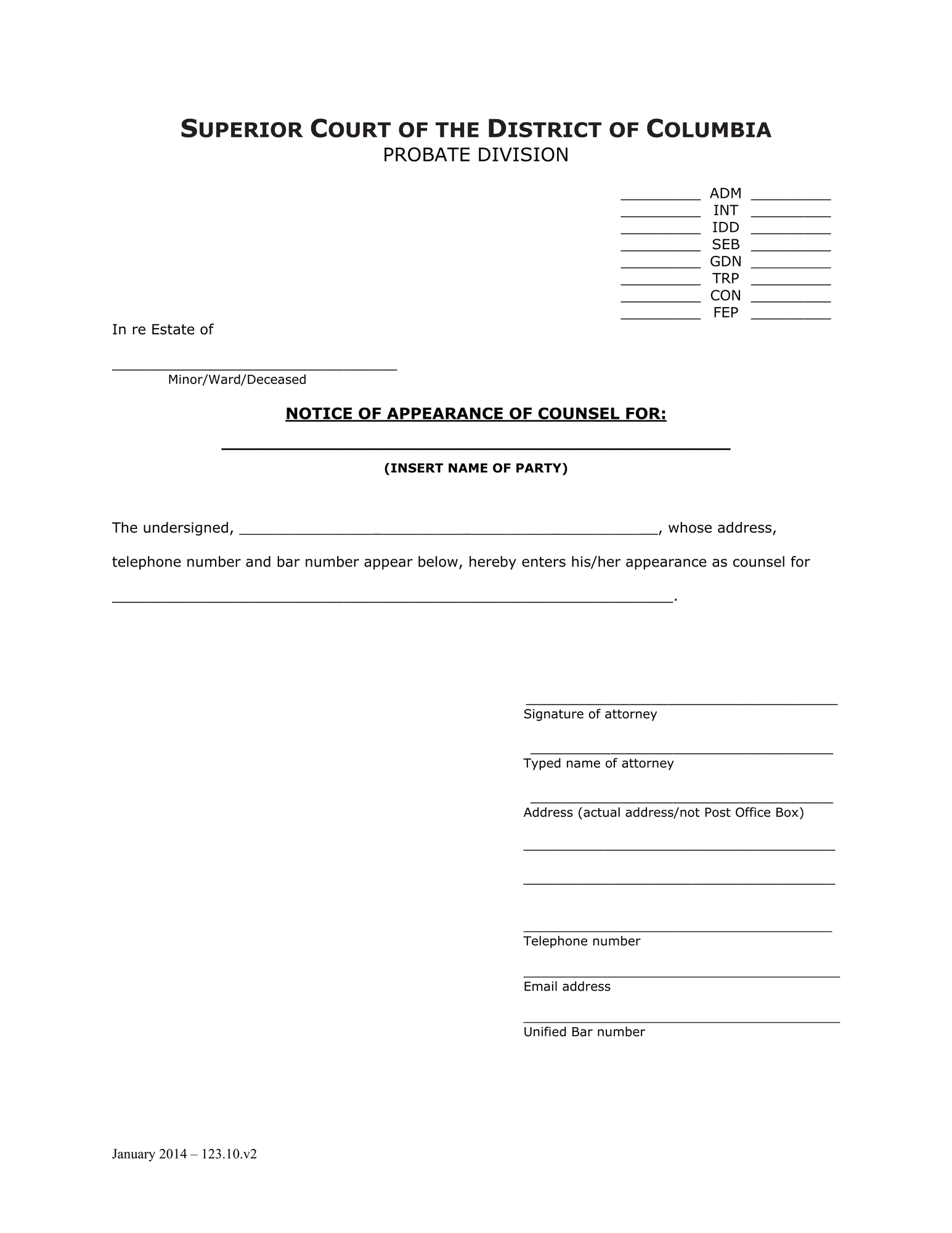 General Forms (GDN) - Notice of Appearance of Counsel thumbnail