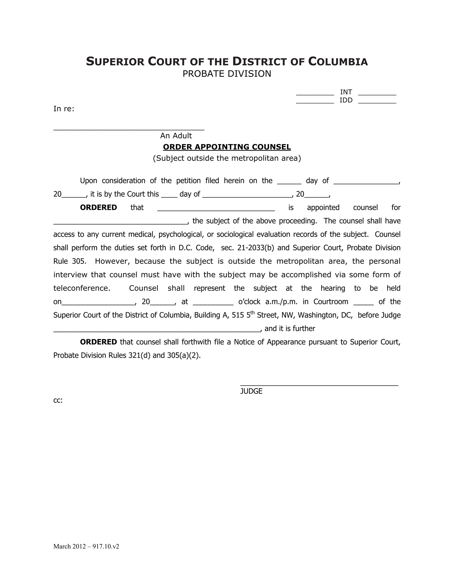 Case Initiation (INT) - Order Appointing Counsel thumbnail