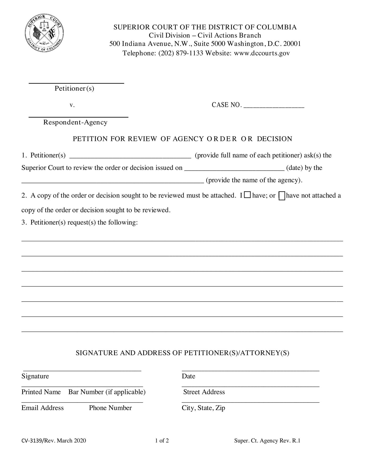 Petition for Review of Agency Decision – Civil thumbnail