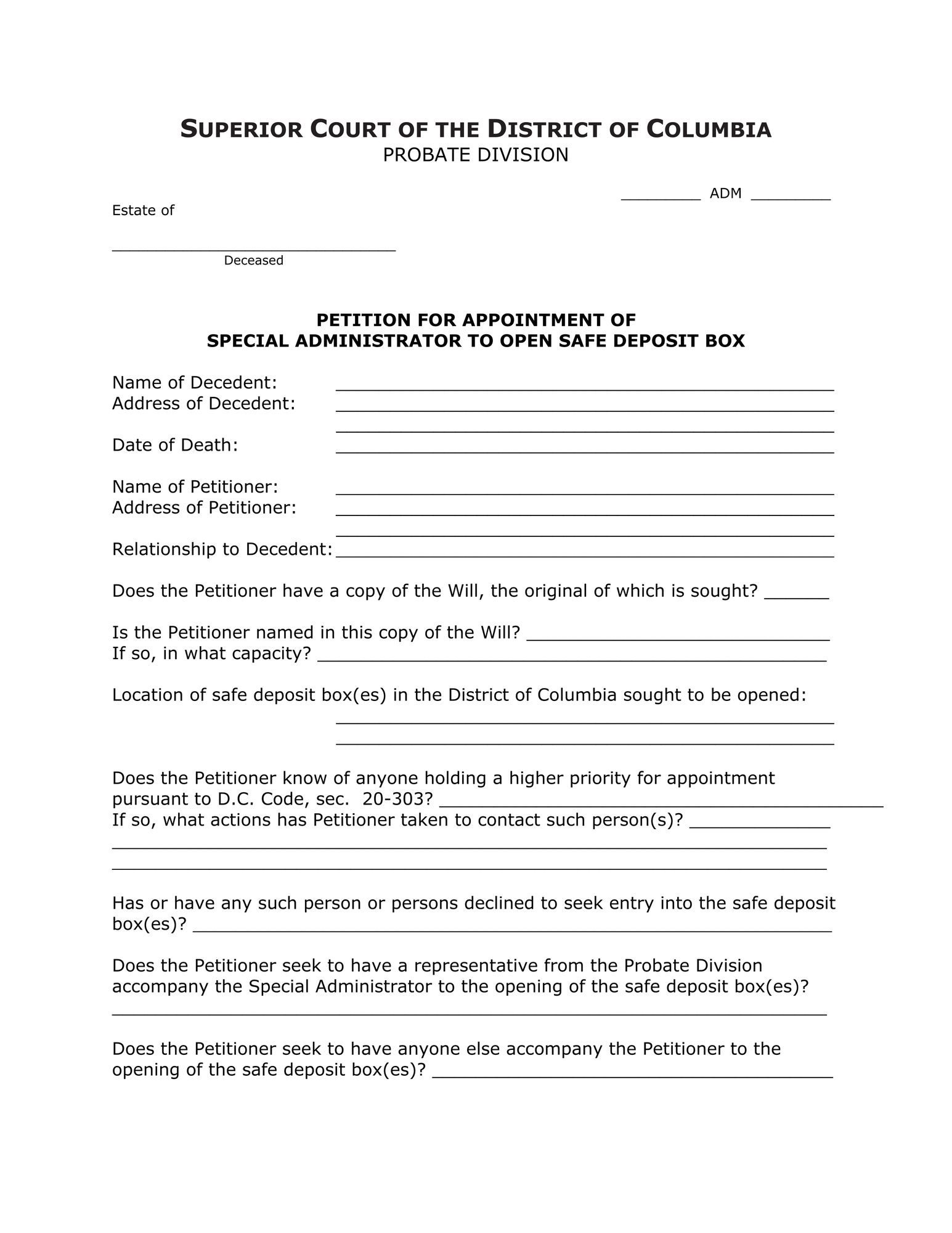 General Forms (ADM) - Petition for Appointment of Special Administrator thumbnail