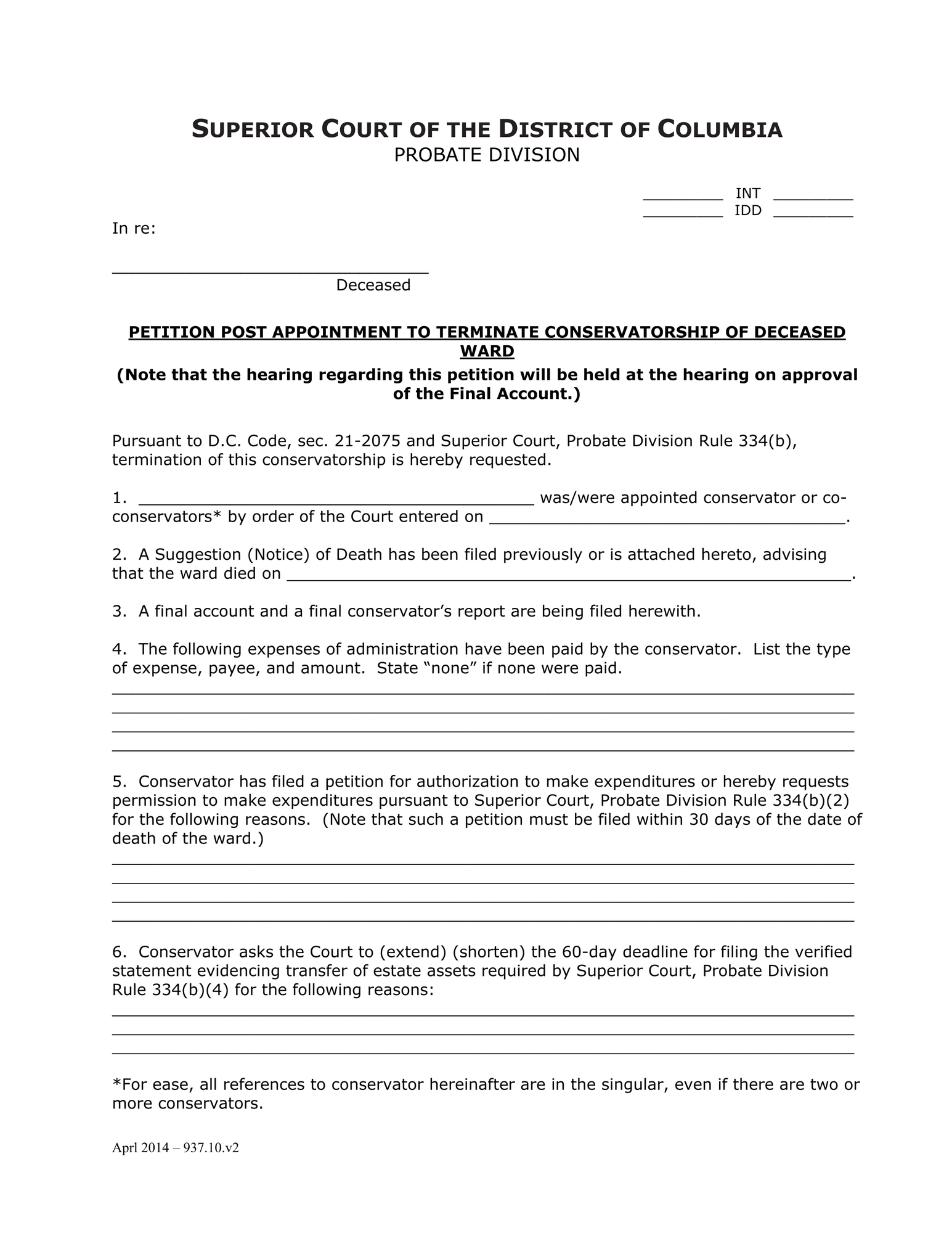 Termination (INT) - Petition Post Appointment thumbnail