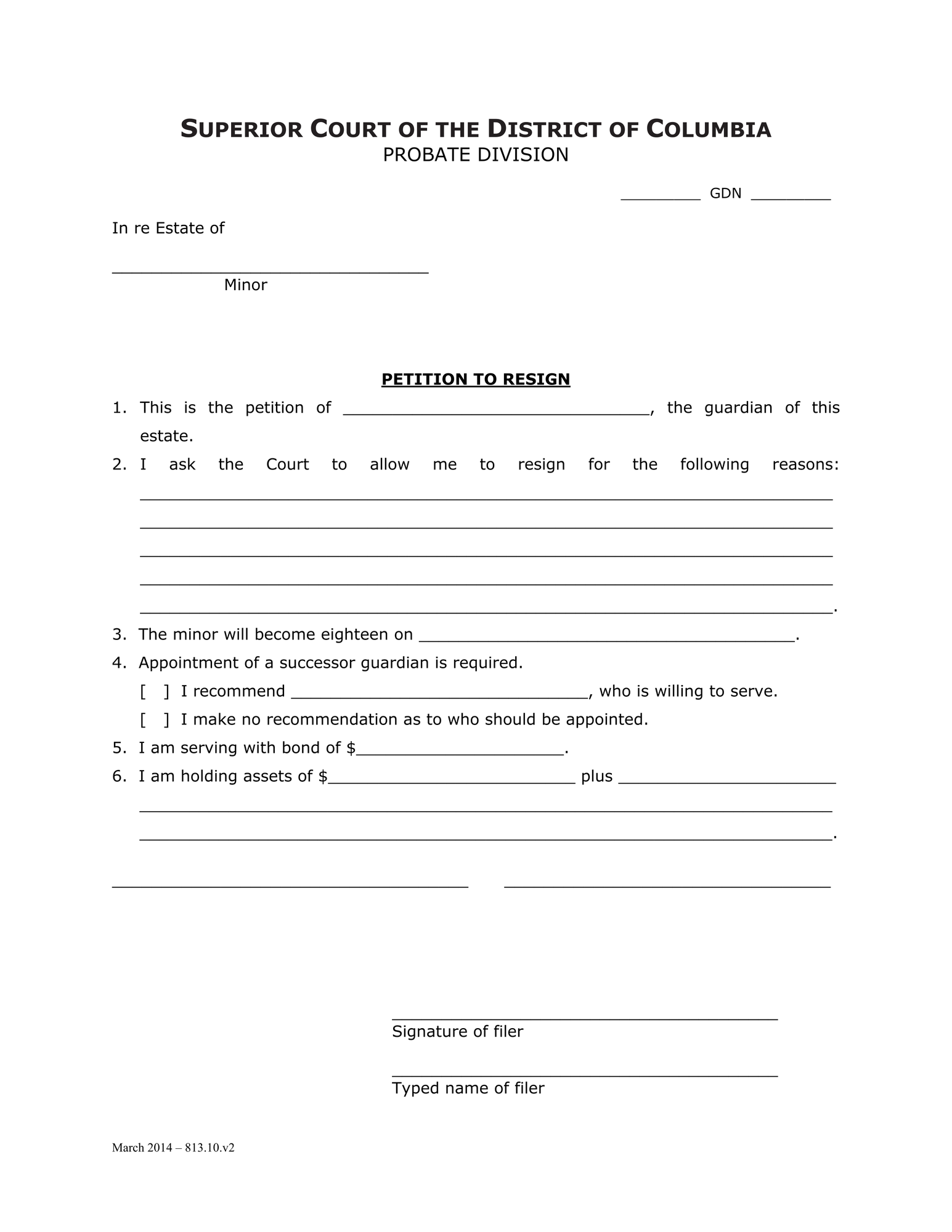 General Forms (GDN) - Petition To Resign and Order thumbnail