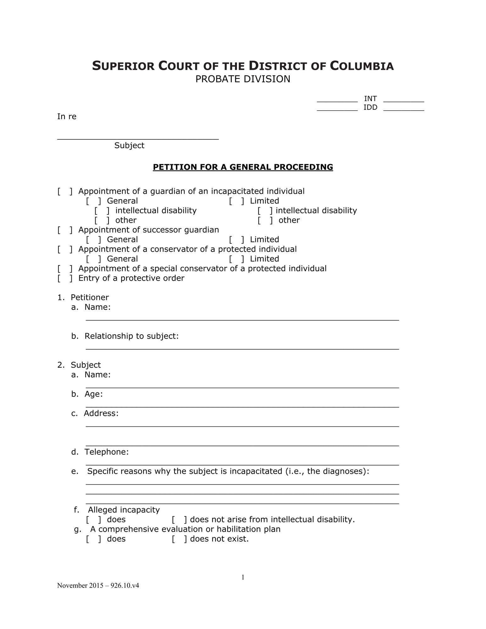 Case Initiation (INT) - Petition for a General Proceeding thumbnail