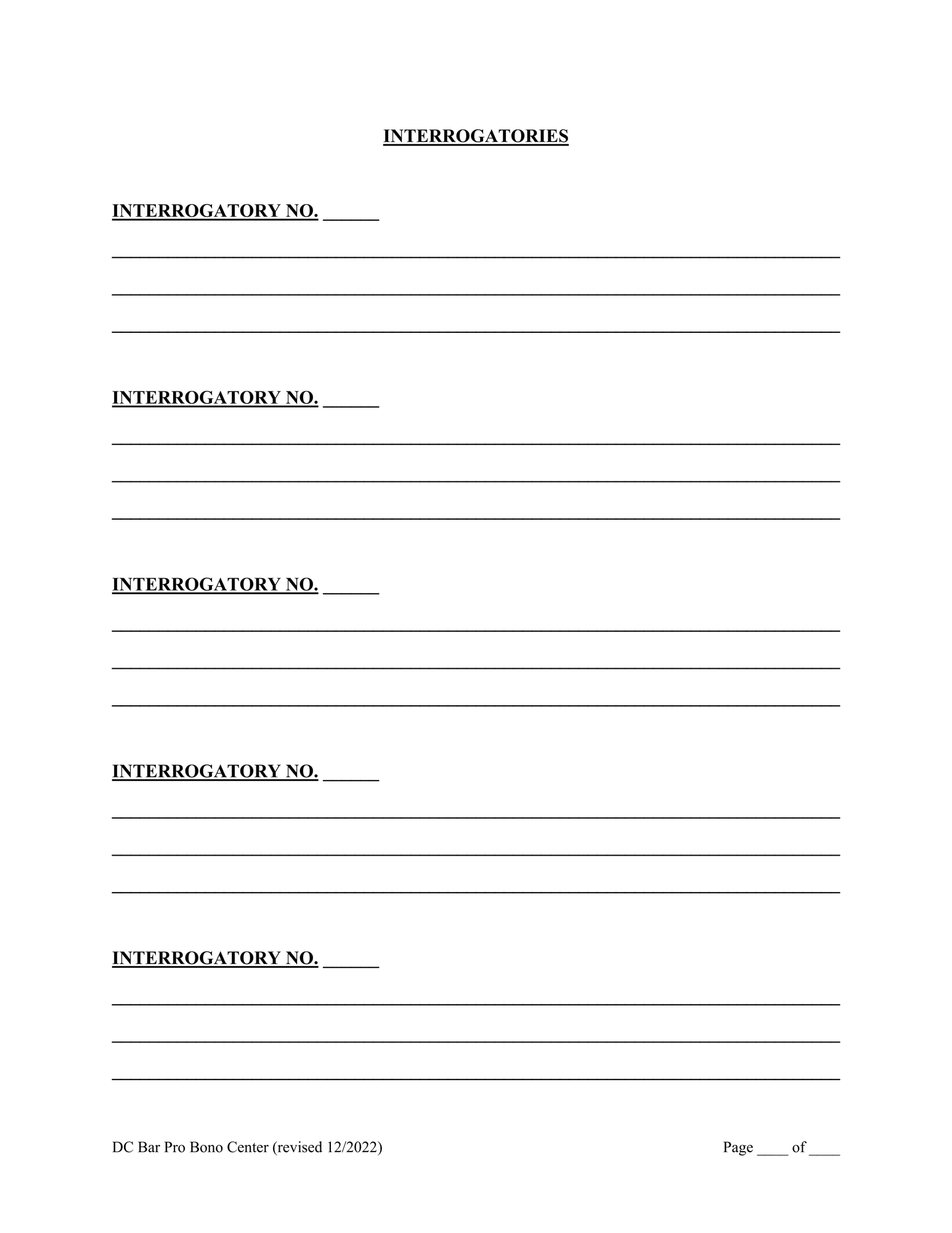 Interrogatories for Pro Se or Self-Represented Persons thumbnail
