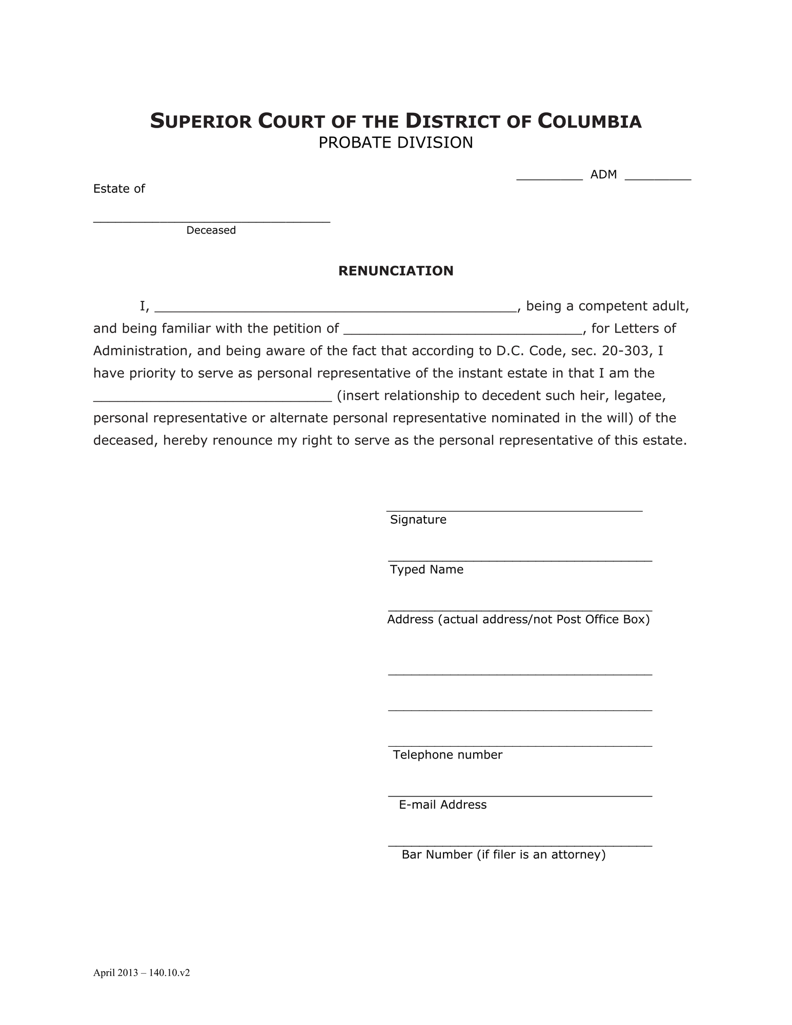 General Forms (WIL) - Renunciation (legal) thumbnail