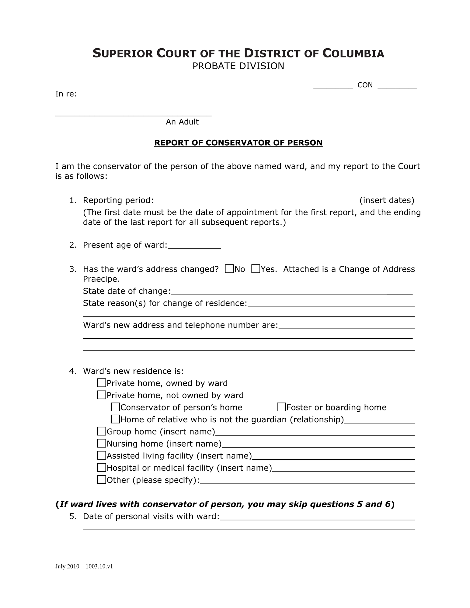 General Forms (CON) - Report of Conservator of Person thumbnail
