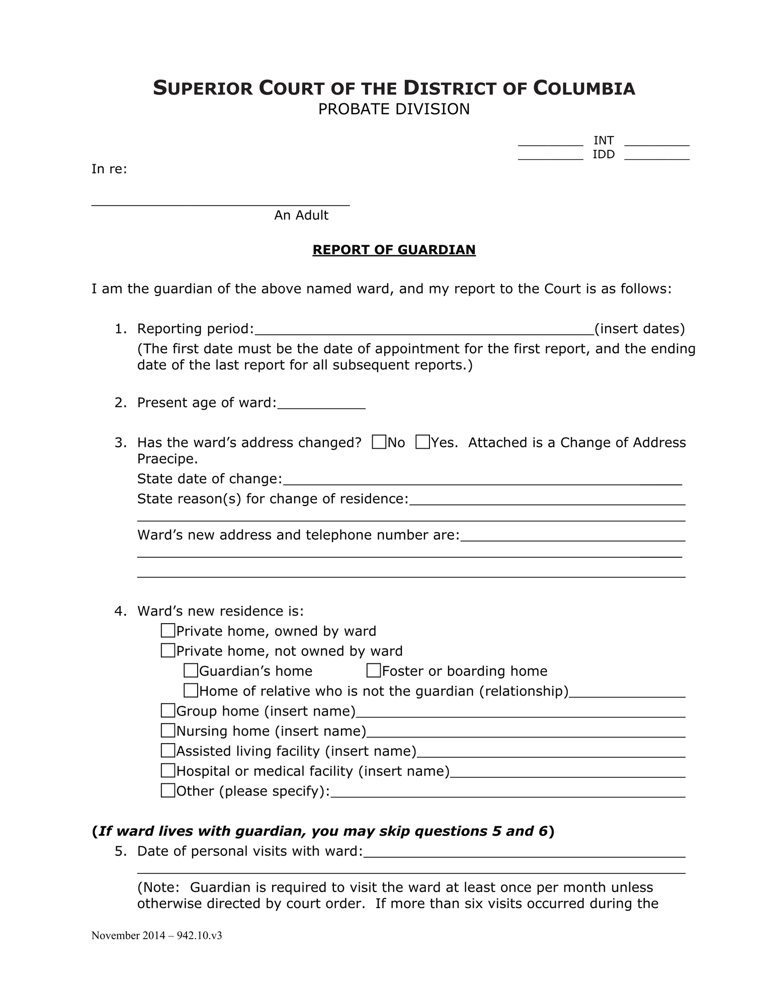 General Forms (INT) - Report of Guardian thumbnail