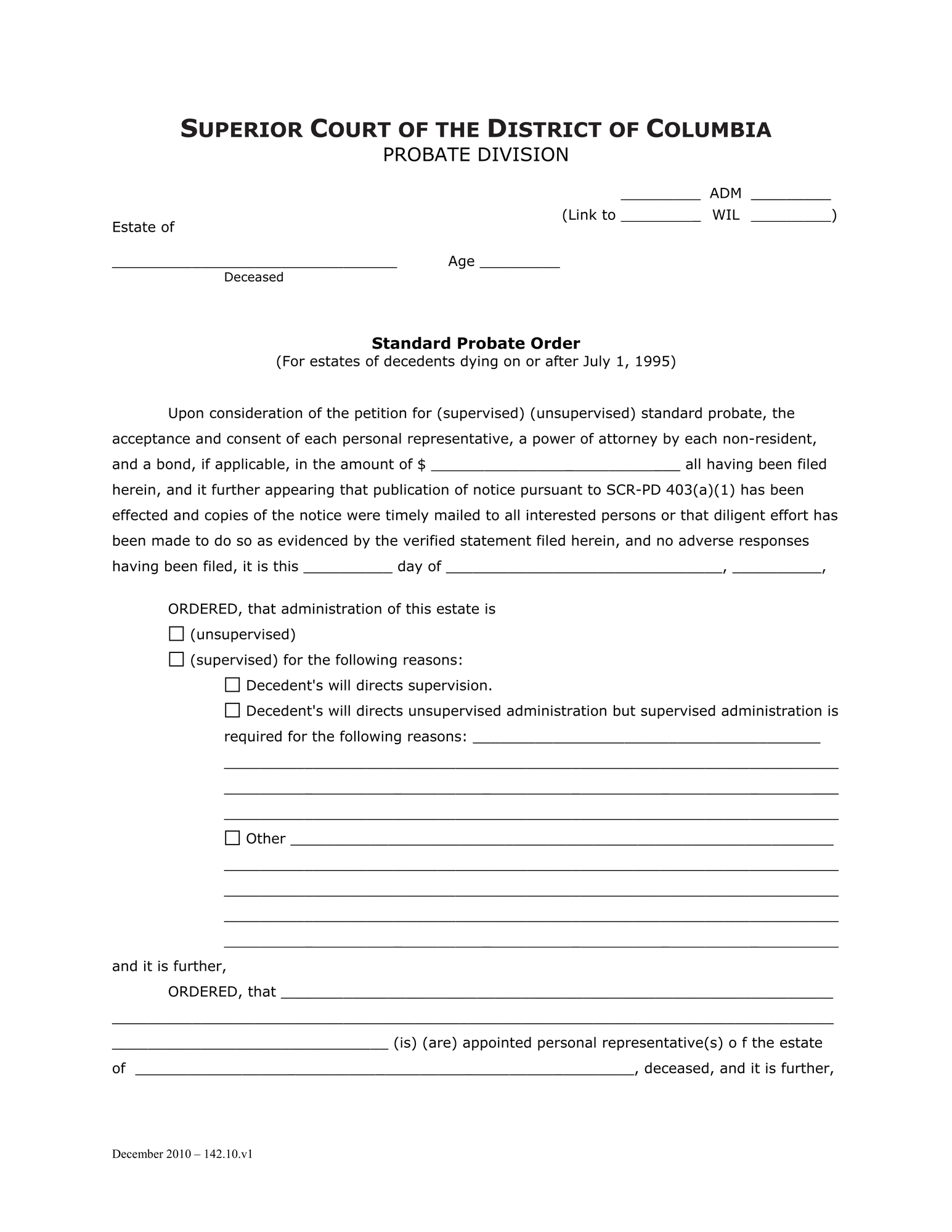 Case Initiation - Standard Probate (ADM) - Standard Probate Order thumbnail